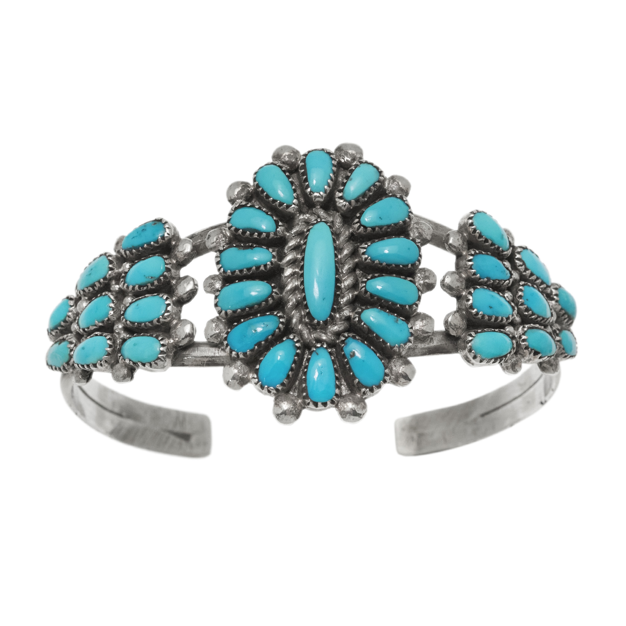 Cactus Flower turquoises and silver bracelet BR874 - Harpo Paris
