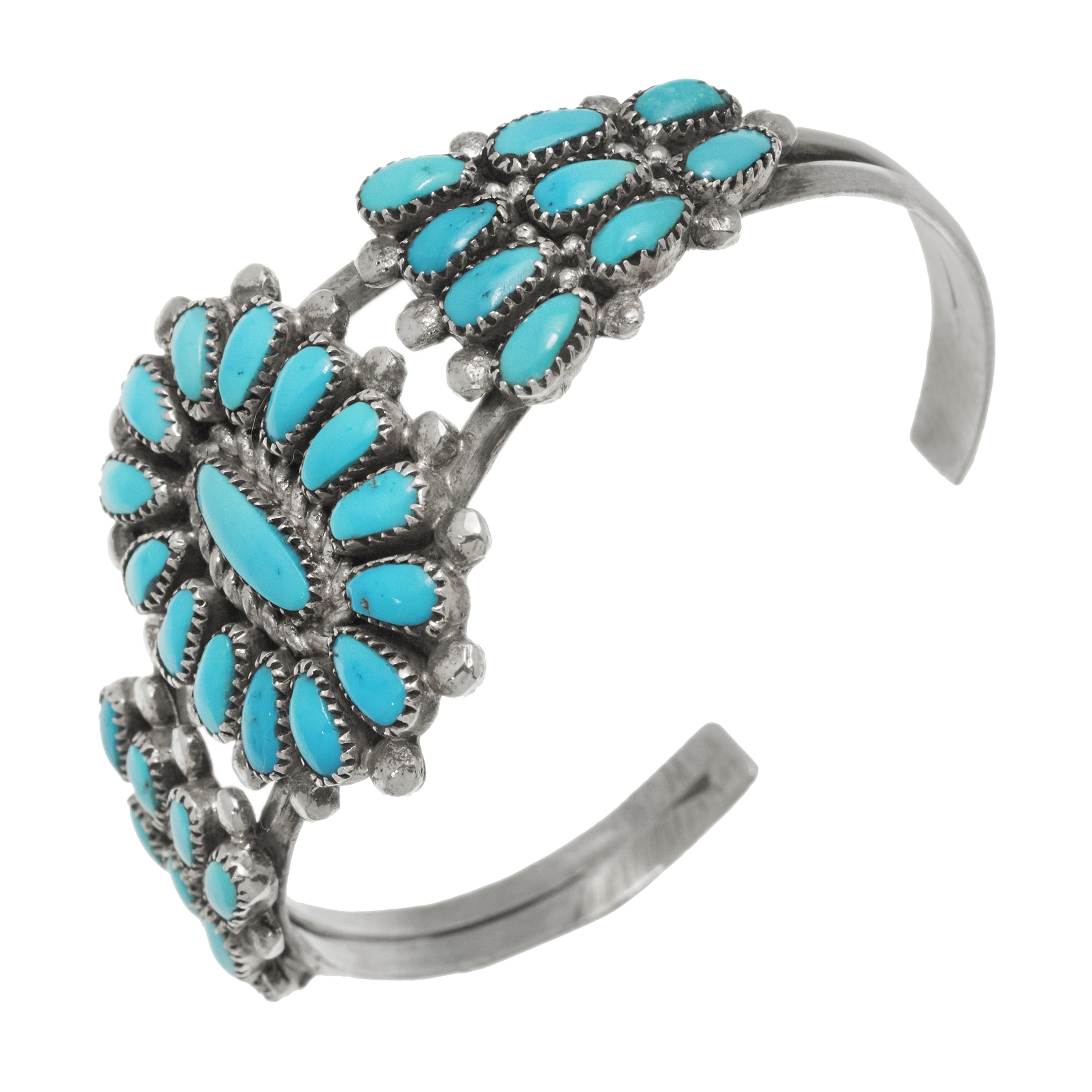 Cactus Flower turquoises and silver bracelet BR874 - Harpo Paris