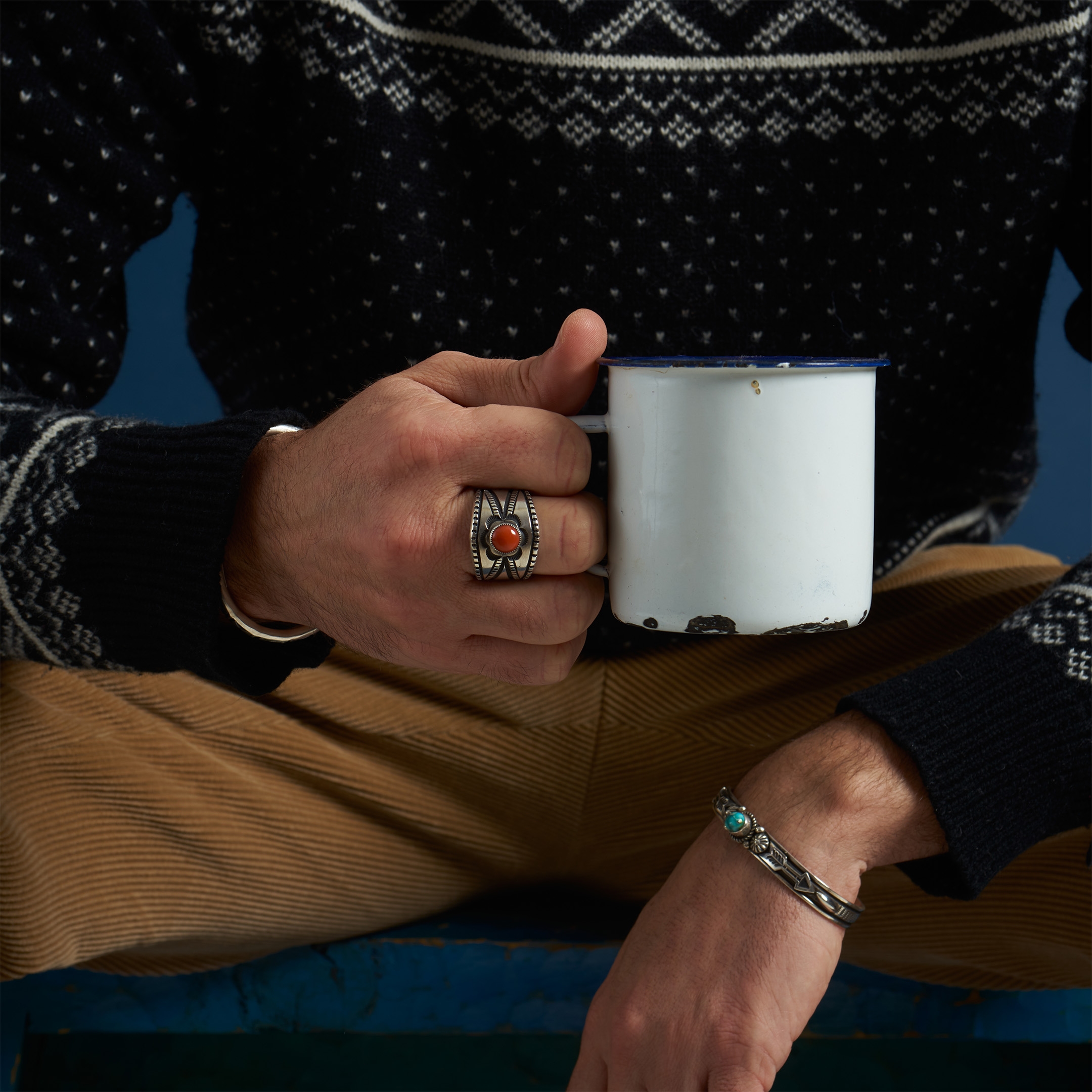Coral and silver ring BA1512 - Harpo Paris