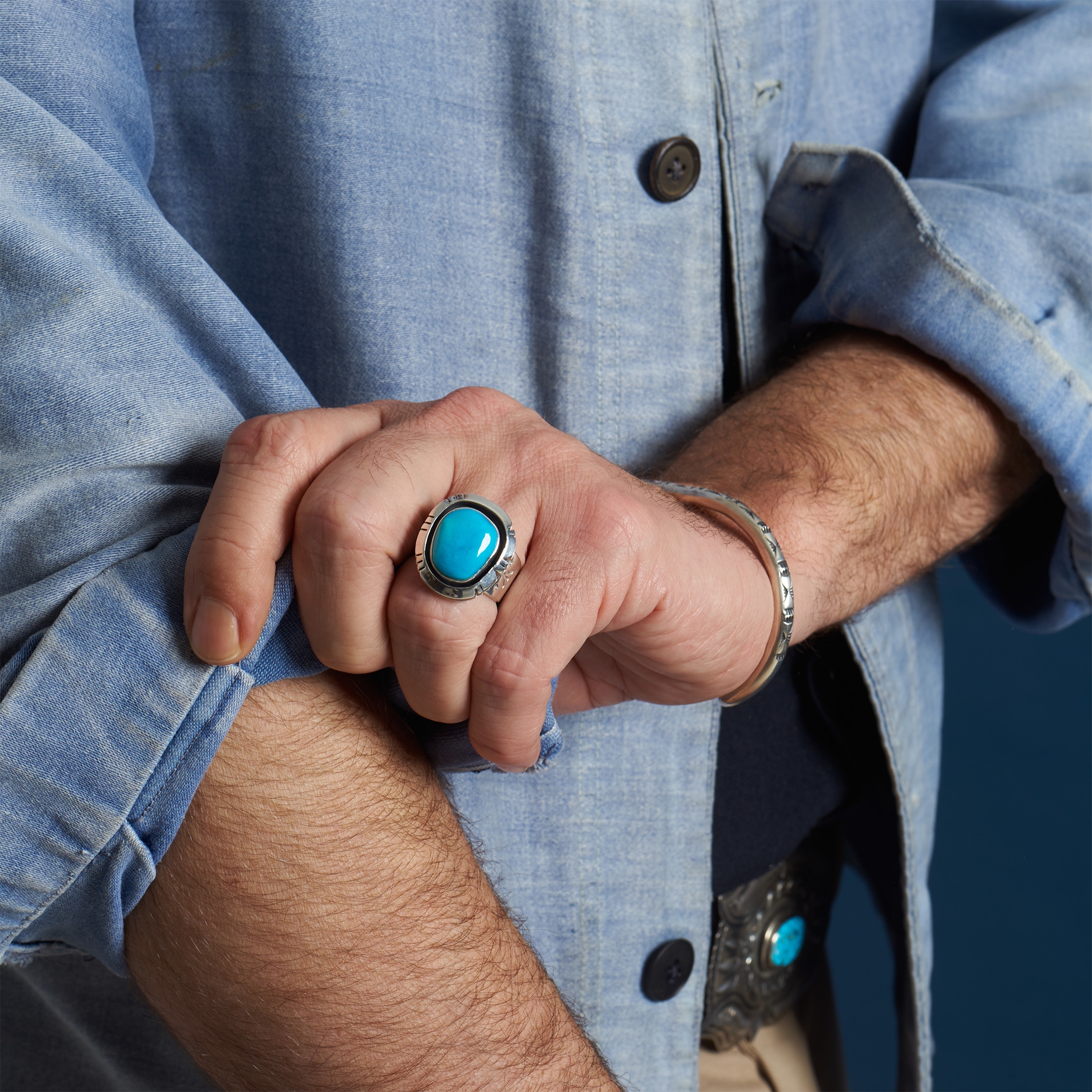 BA1523 Navajo ring in turquoise and silver - Harpo Paris