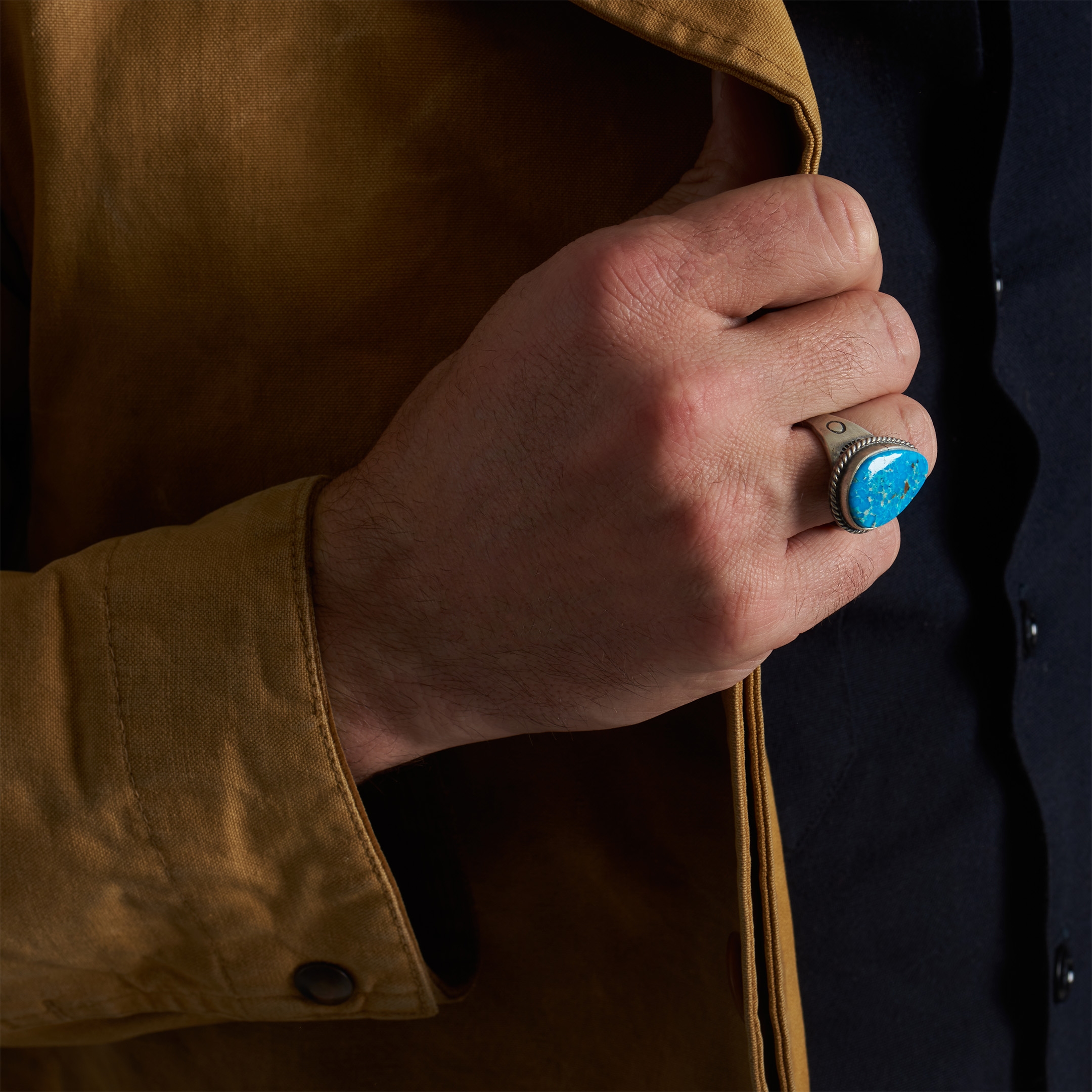 BA1554 turquoise and mat silver ring - Harpo Paris