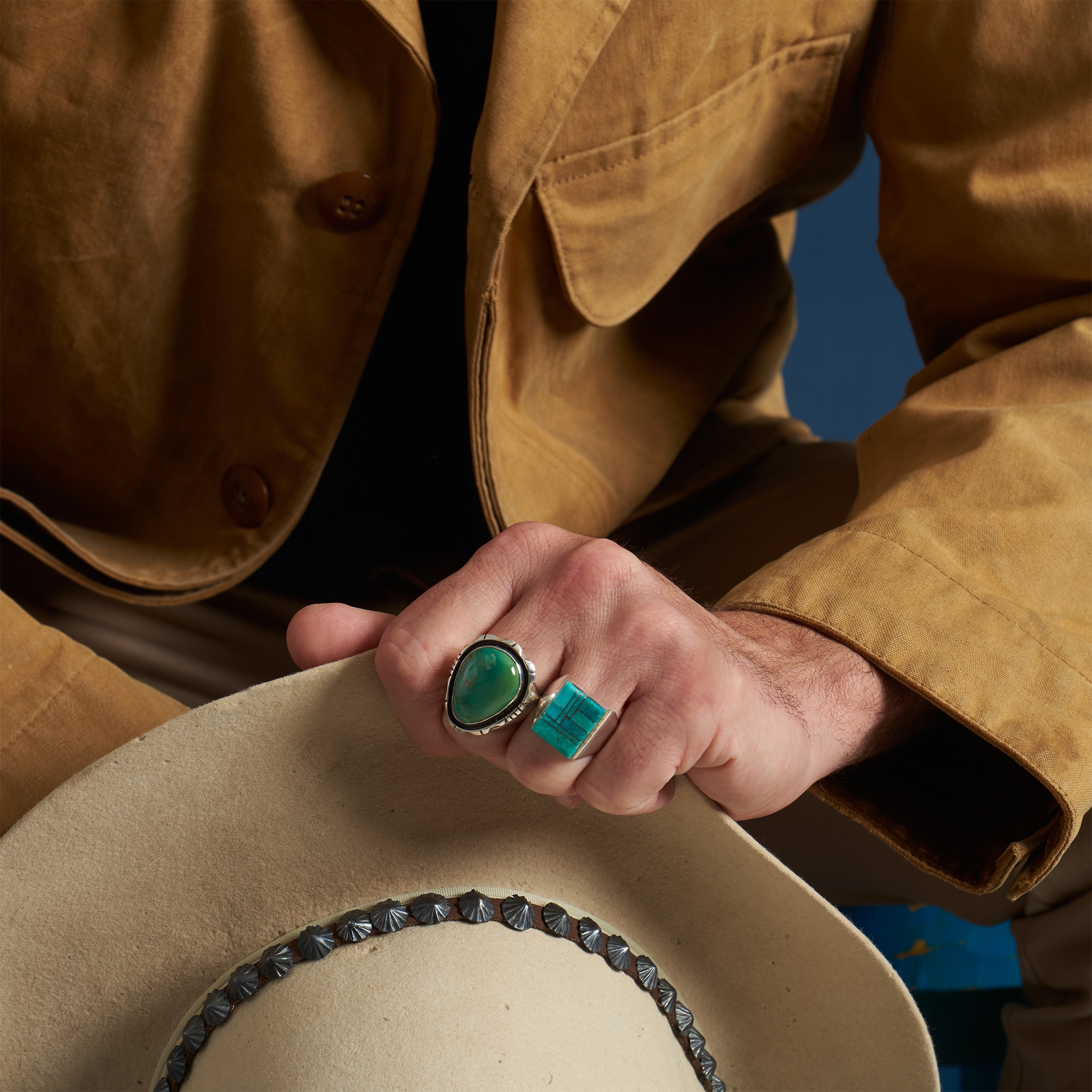 Turquoise and silver Navajo ring, BA1556 - Harpo Paris