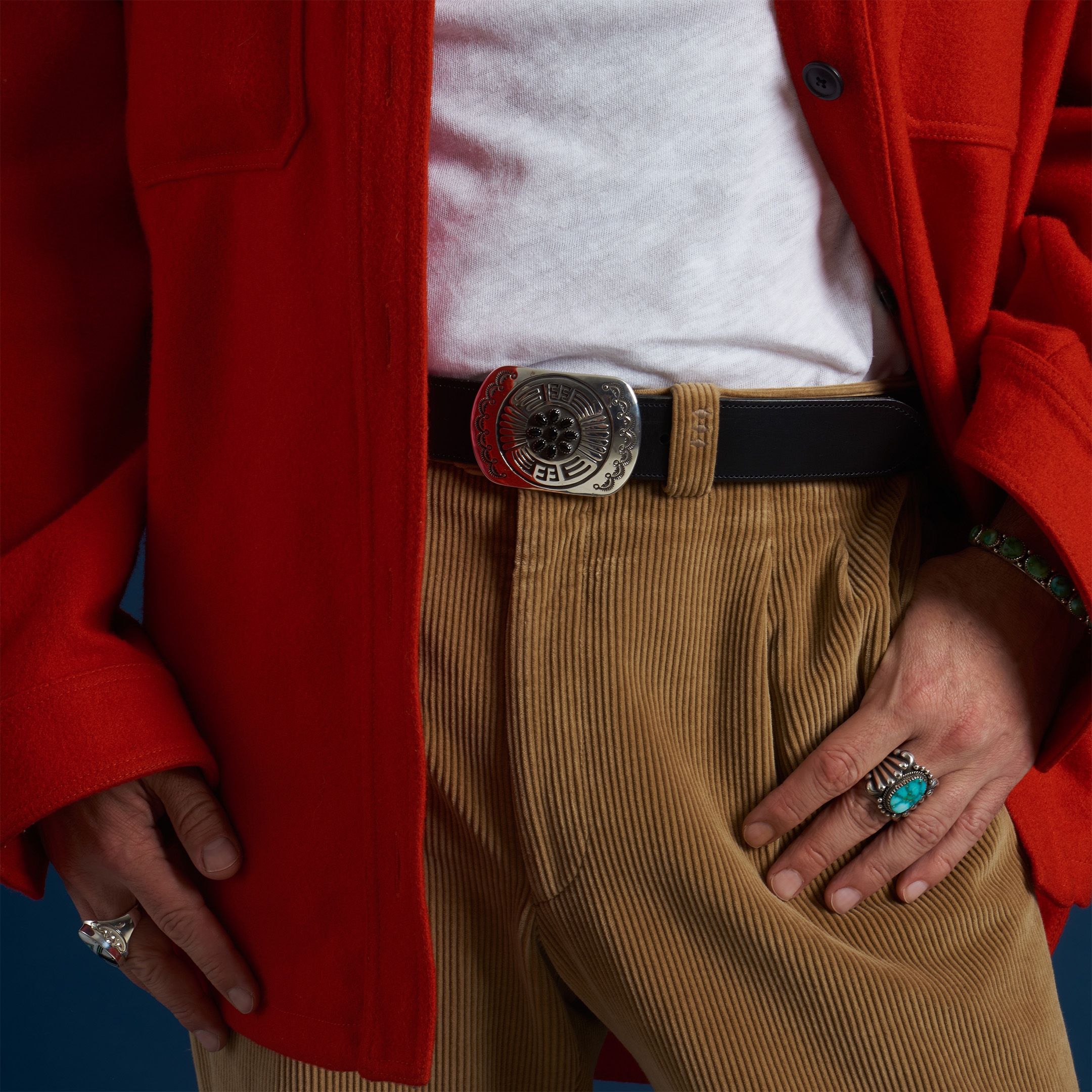 Turquoise and silver men ring BA1561 - Harpo Paris