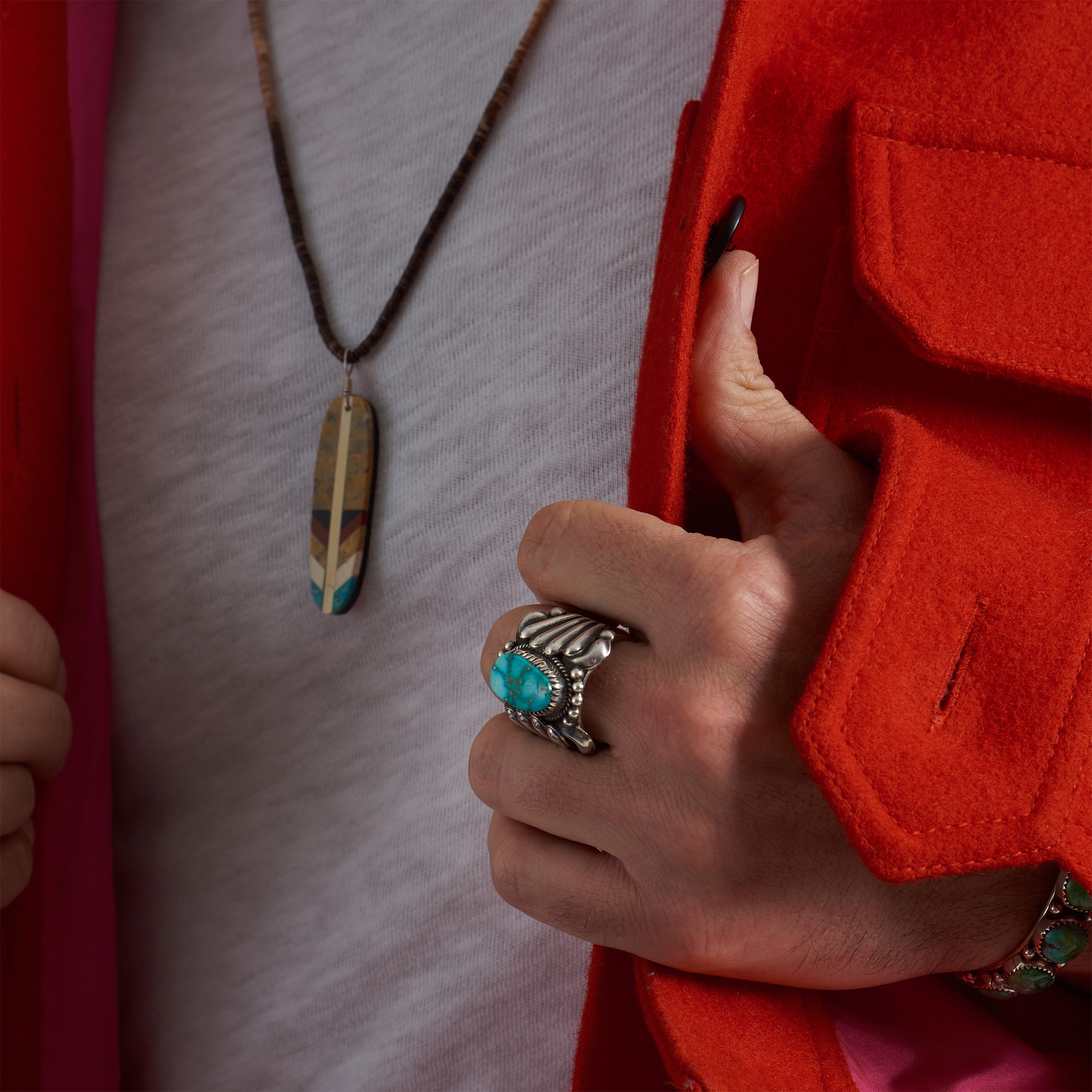 Turquoise and silver men ring BA1561 - Harpo Paris