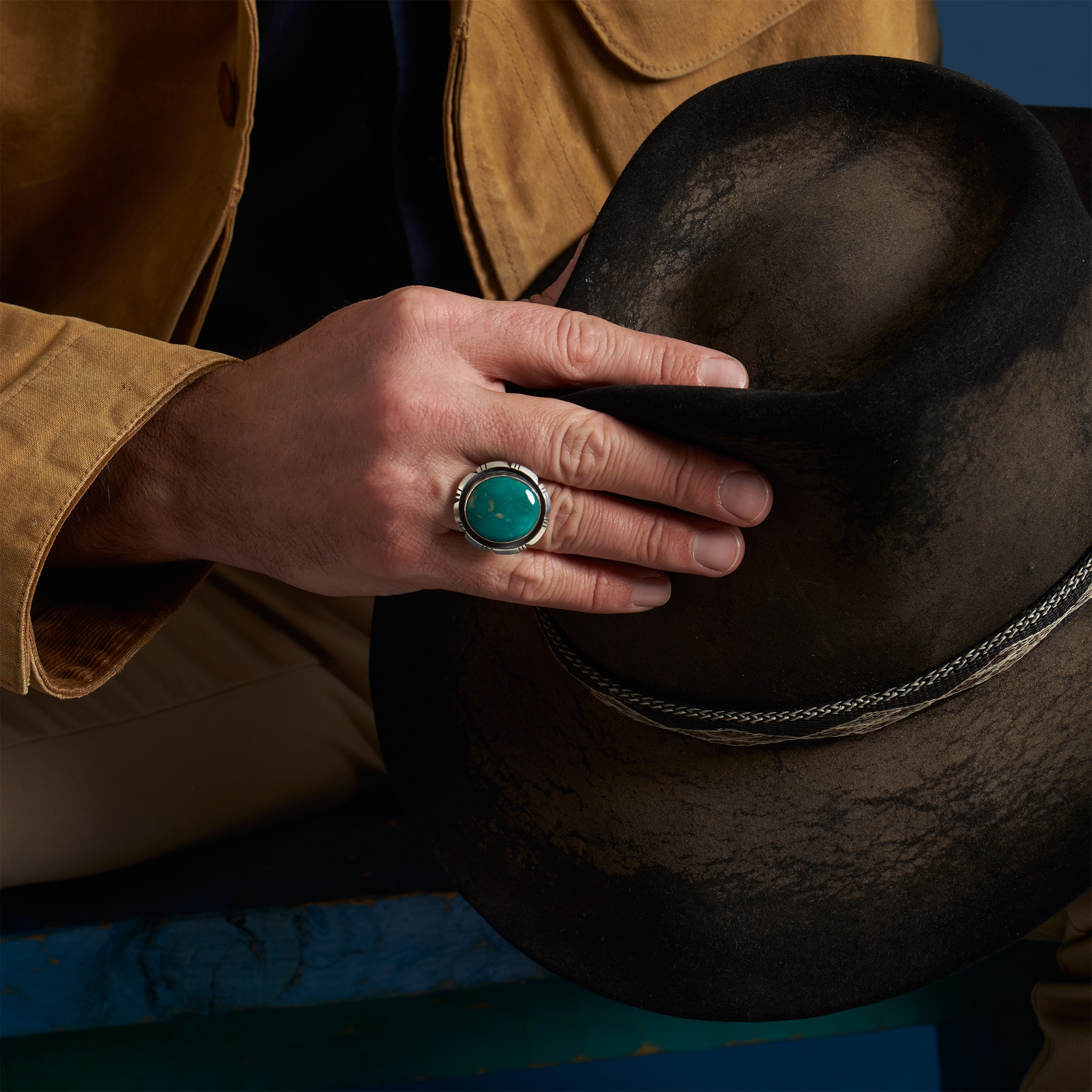 BA1575 turquoise and silver ring - Harpo Paris