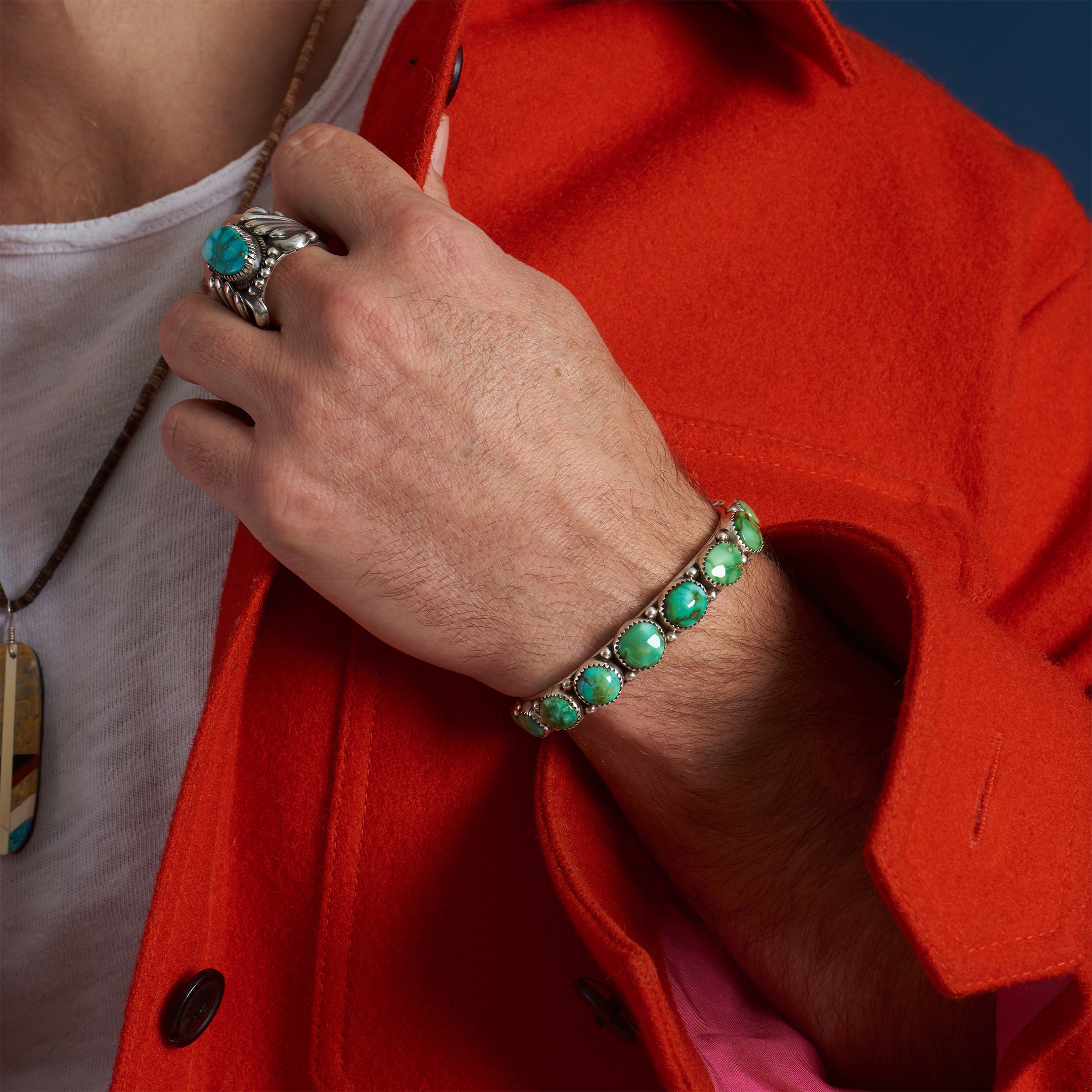 Navajo bracelet with Sonoran turquoises, BR674 - Harpo Paris