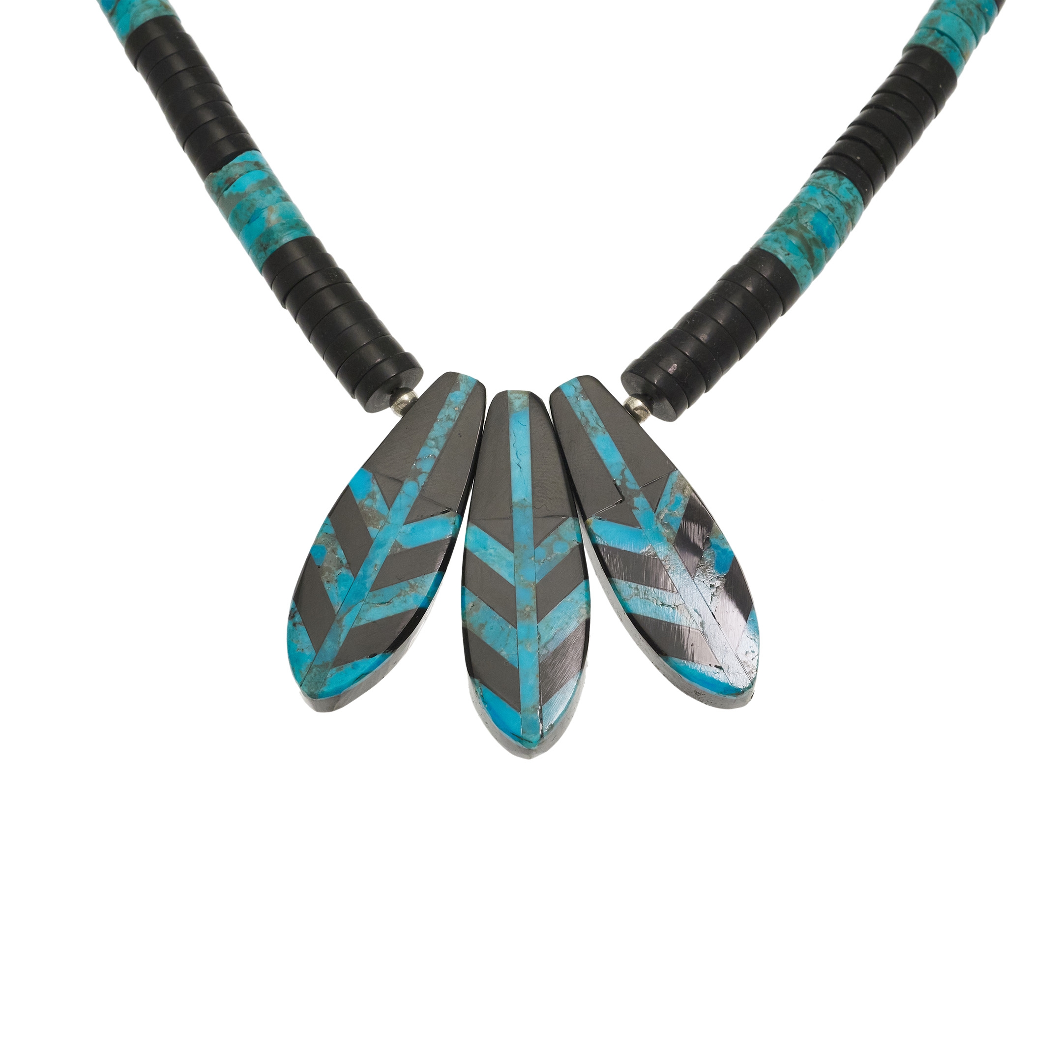 CO243 black-jet and turquoise necklace - Harpo Paris