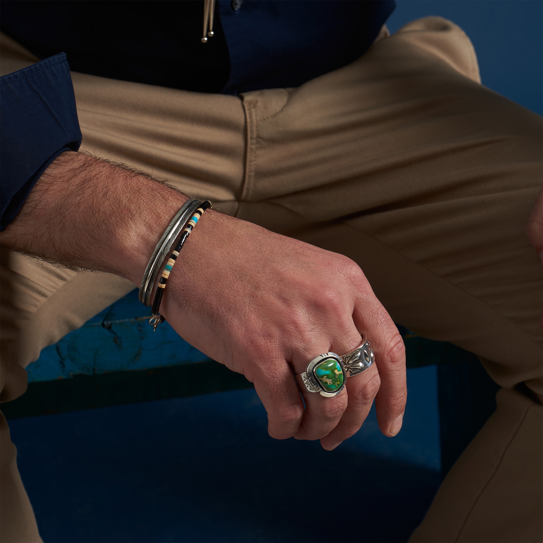 Bracelet plume en argent pour homme, BRw69H - Harpo Paris