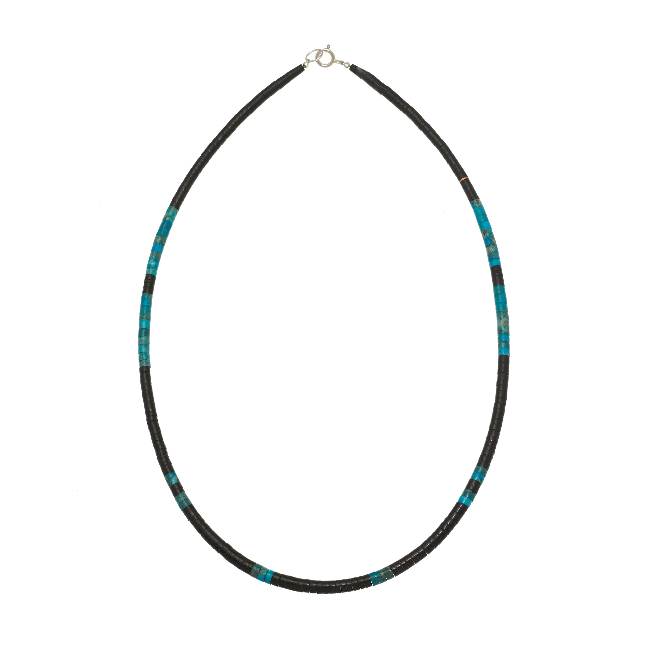 Heishi necklace in black jet and turquoise, COP24 - Harpo Paris