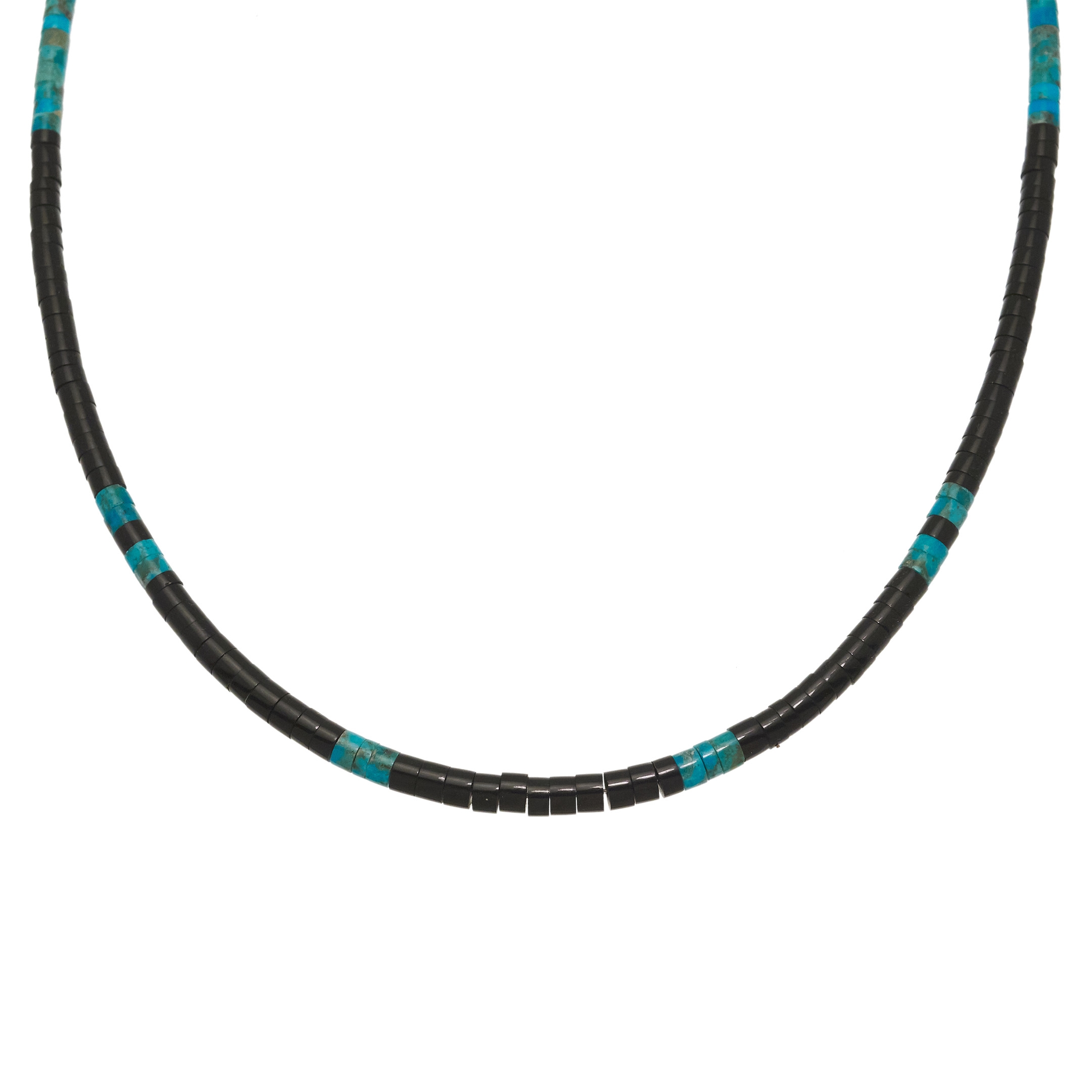 Heishi necklace in black jet and turquoise, COP24 - Harpo Paris