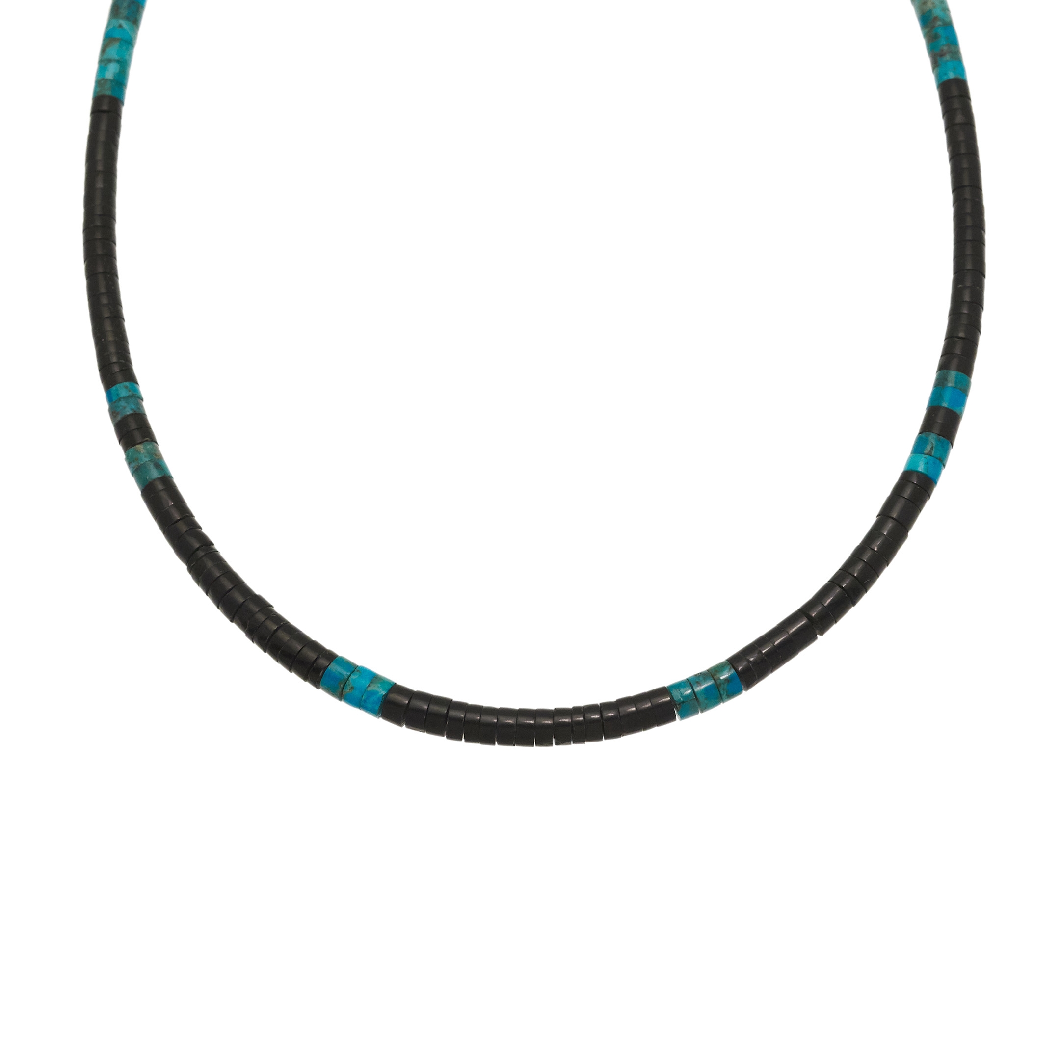 Heishi necklace in black jet and turquoise, COP25 - Harpo Paris