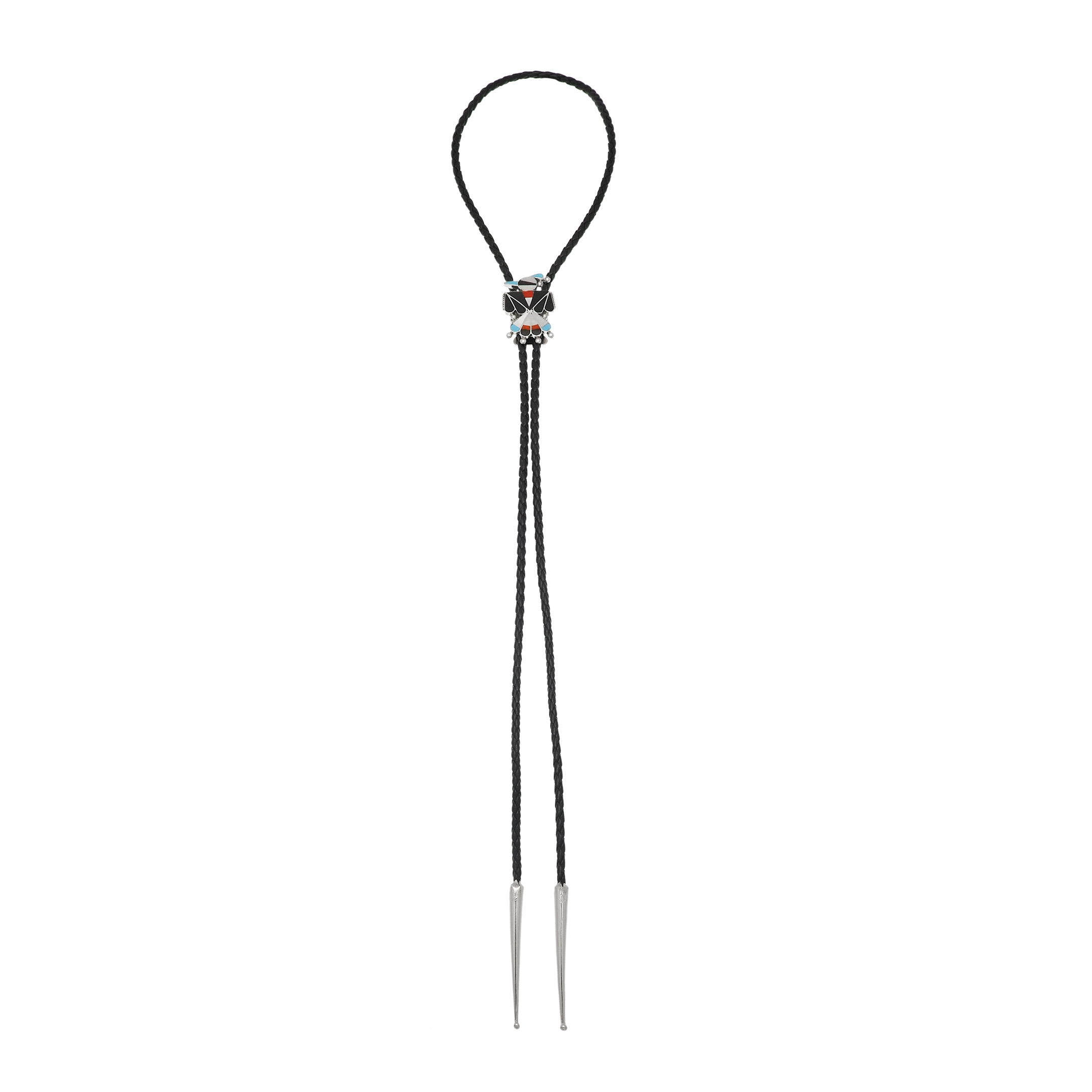 Zuni Bolo Tie, Thunderbird inlay and silver BT68 - Harpo Paris