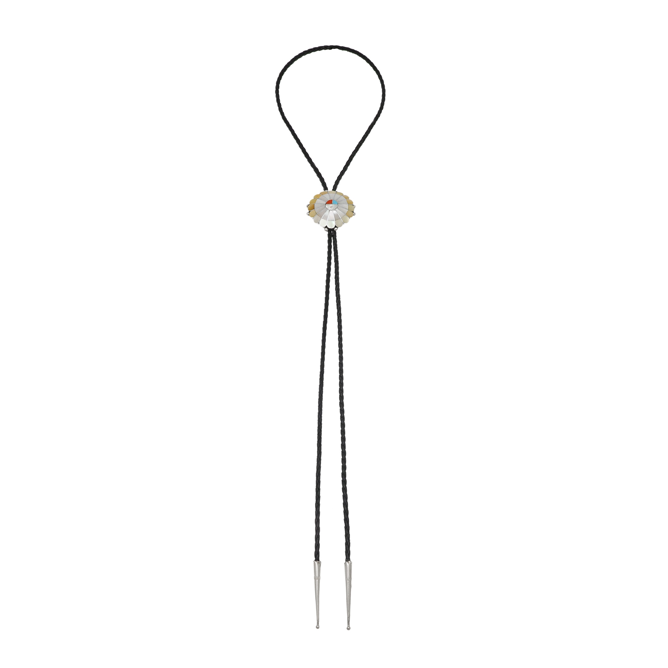 Zuni Sunface bolo tie inlay and silver, BT71 - Harpo Paris
