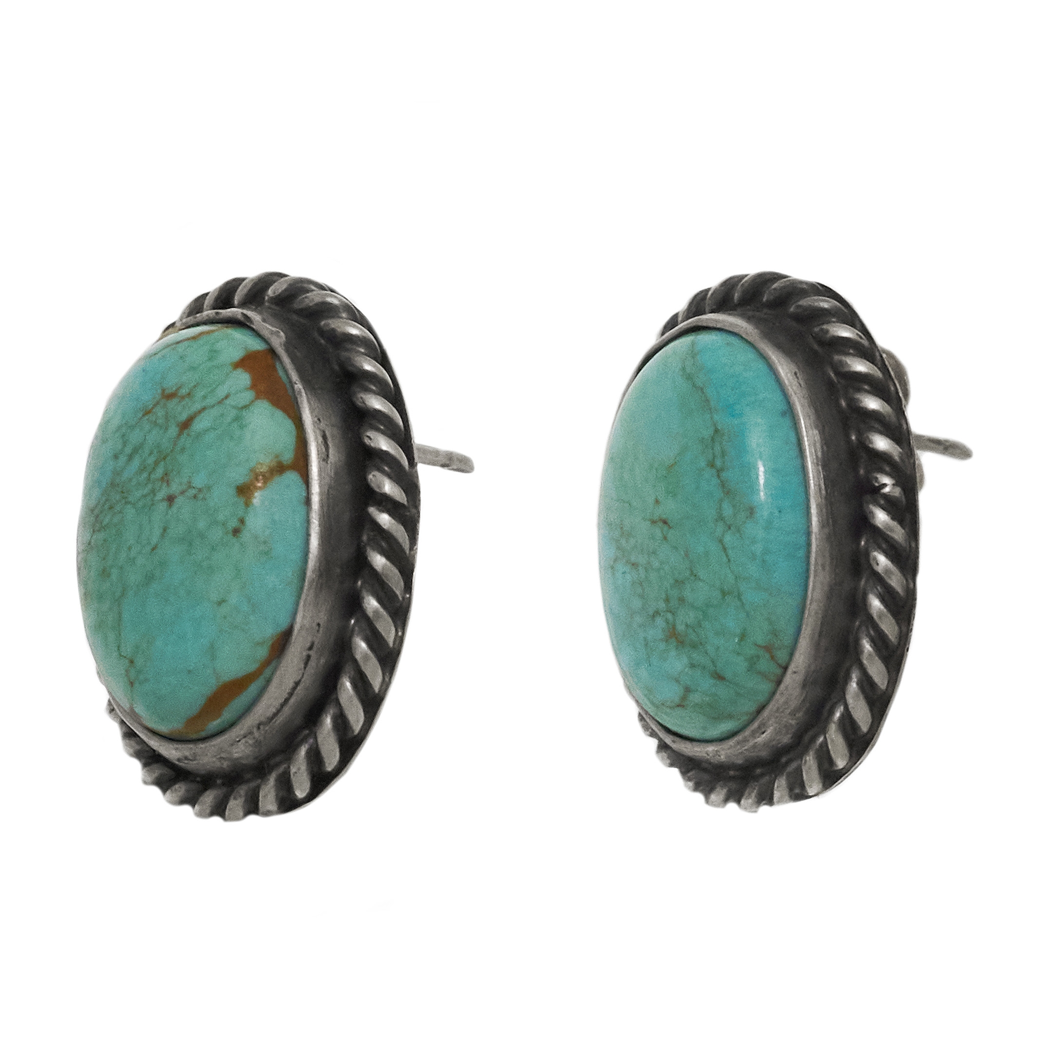 Turquoise and silver earrings Bo431 - Harpo Paris