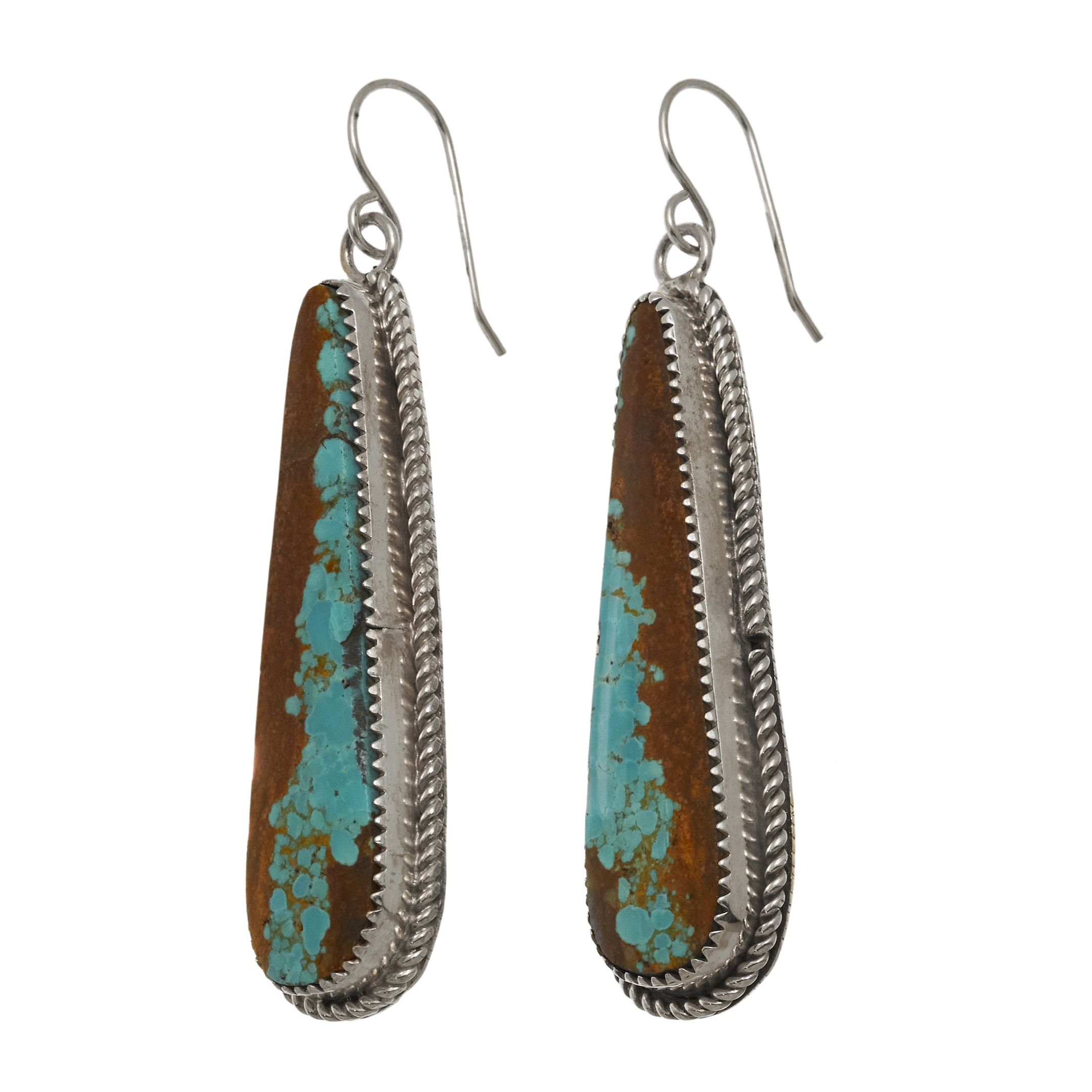 Turquoise and silver earrings BO434 - Harpo Paris