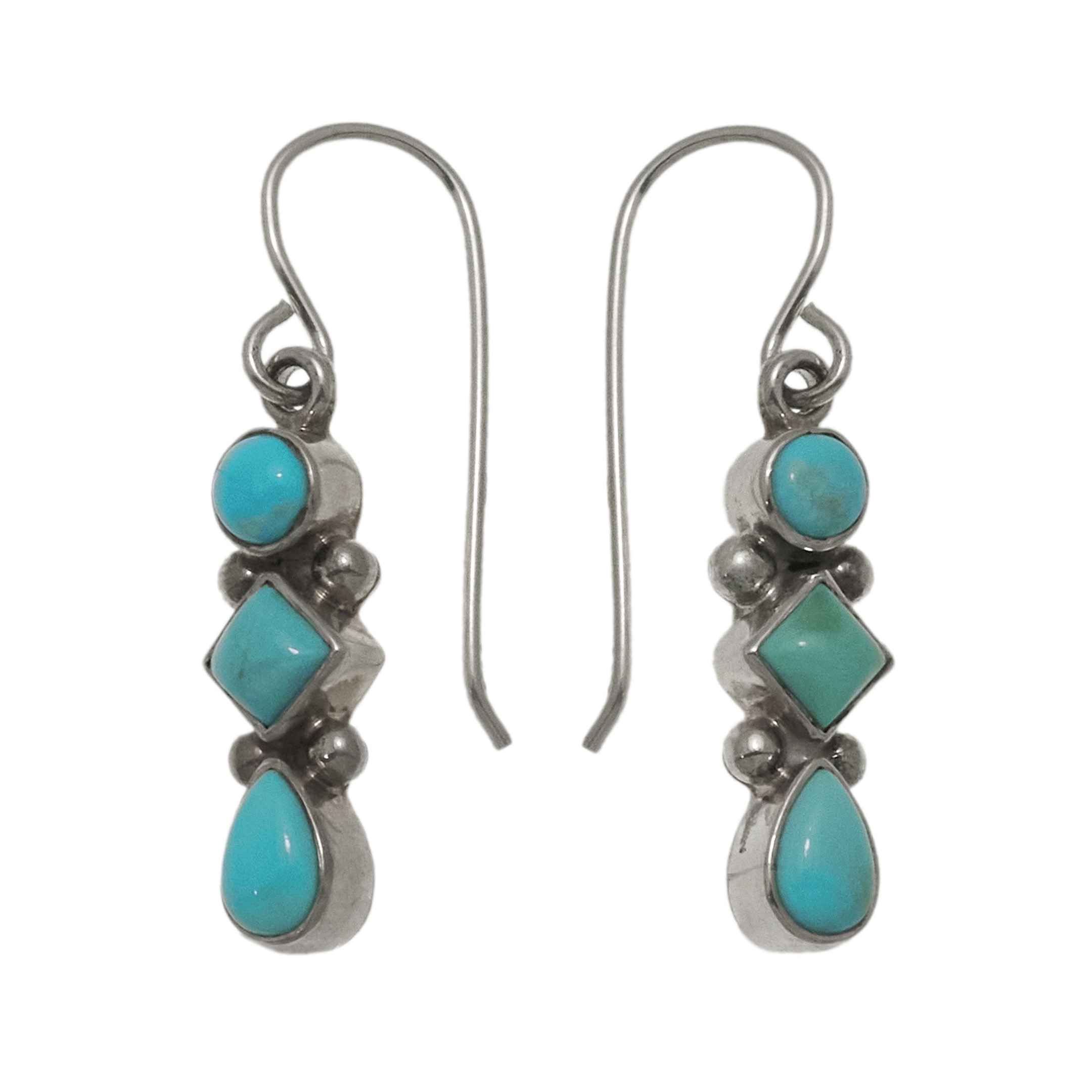 Turquoise and silver earrings BO440 - Harpo Paris