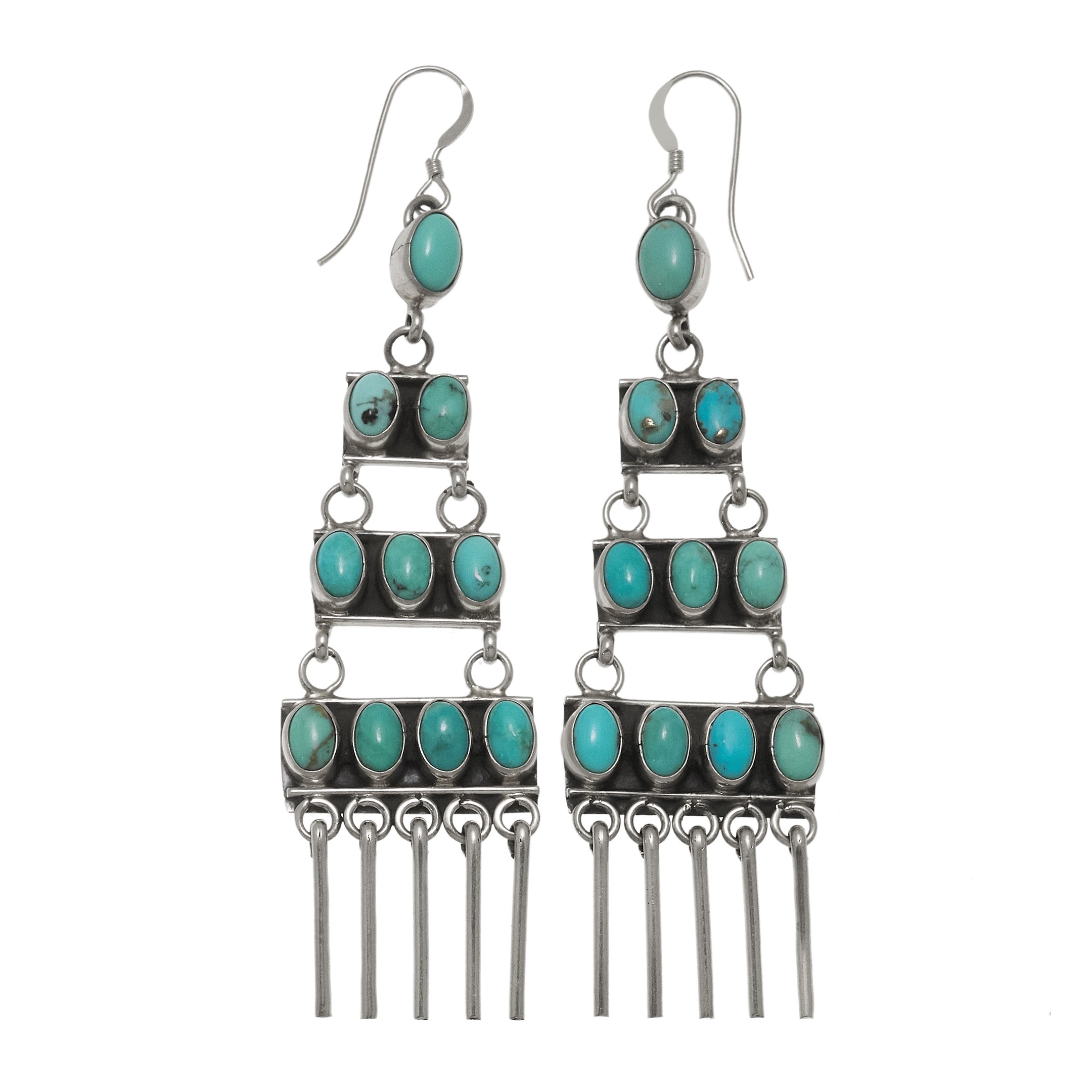 Earrings with Carico Lake turquoises (Nevada) BO447- Harpo Paris