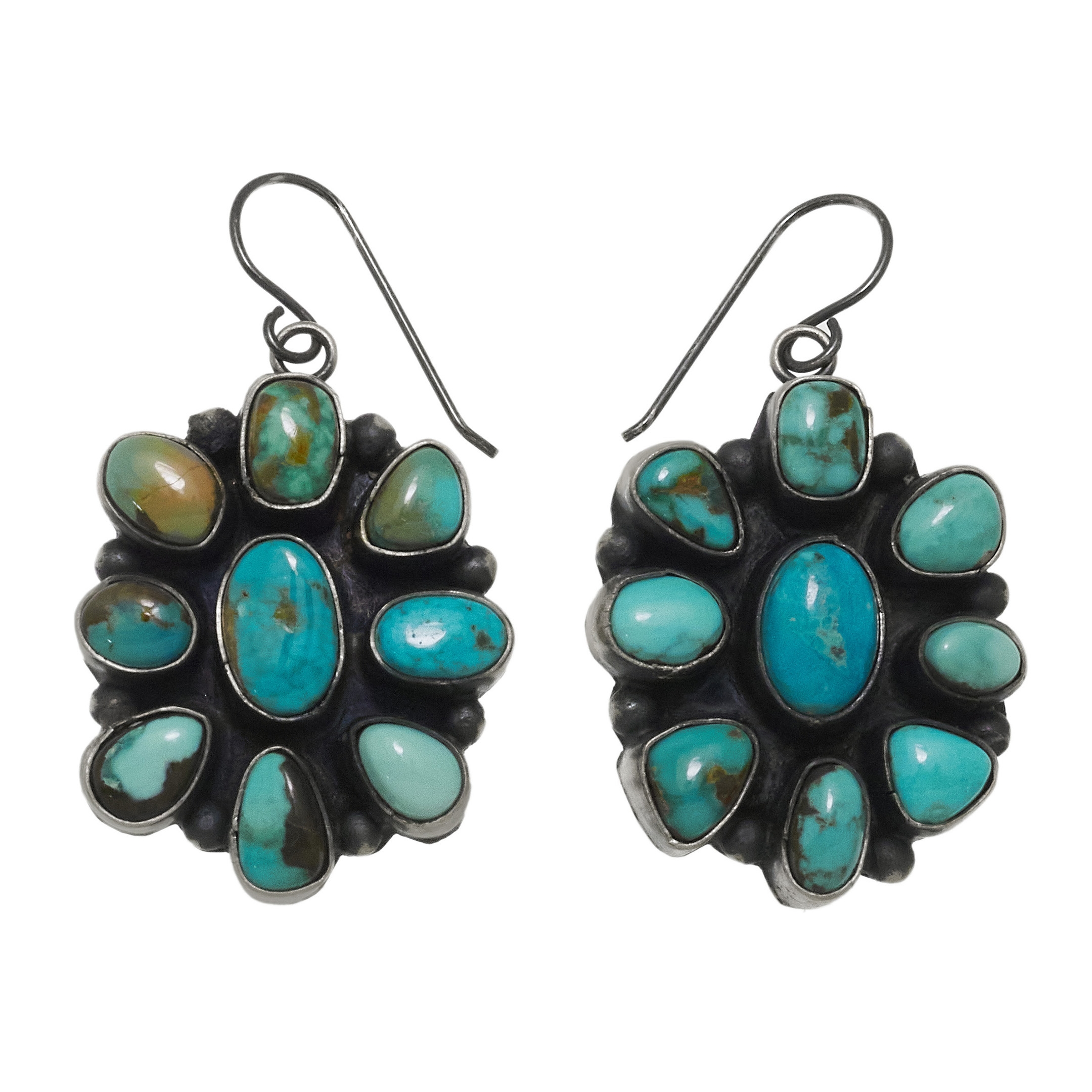 Turquoise and silver earrings BO451 - Harpo Paris