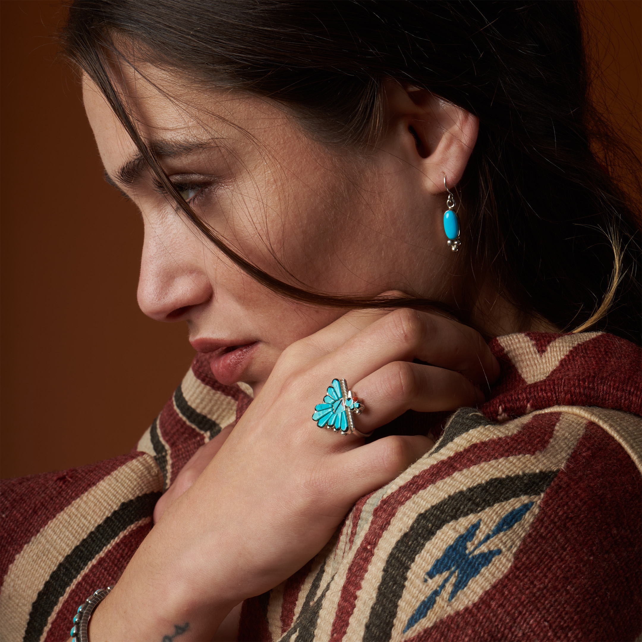 BA1381 Thunderbird inlay and silver ring - Harpo Paris