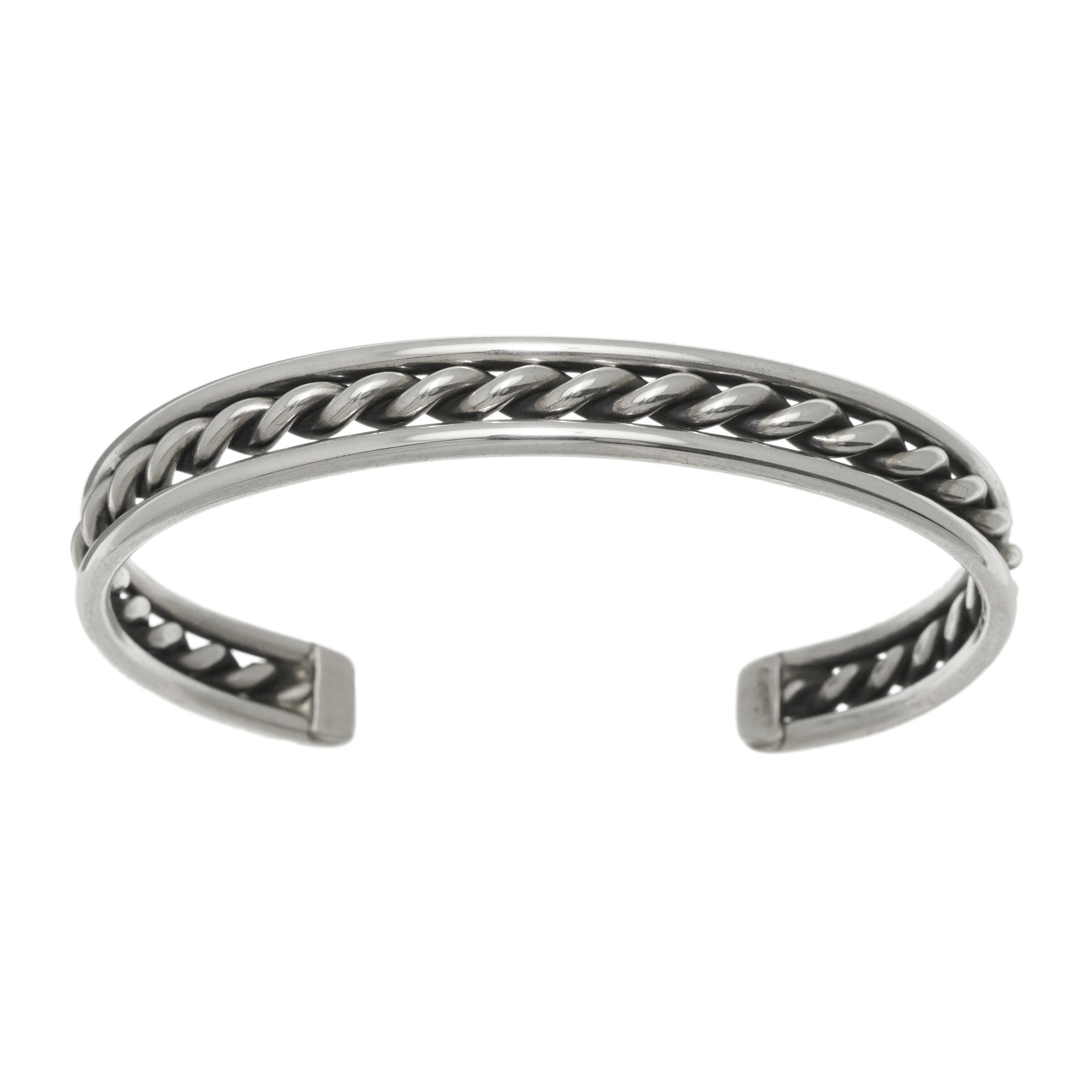 Navajo bracelet in silver made of a twisted wire BR893 - Harpo Paris