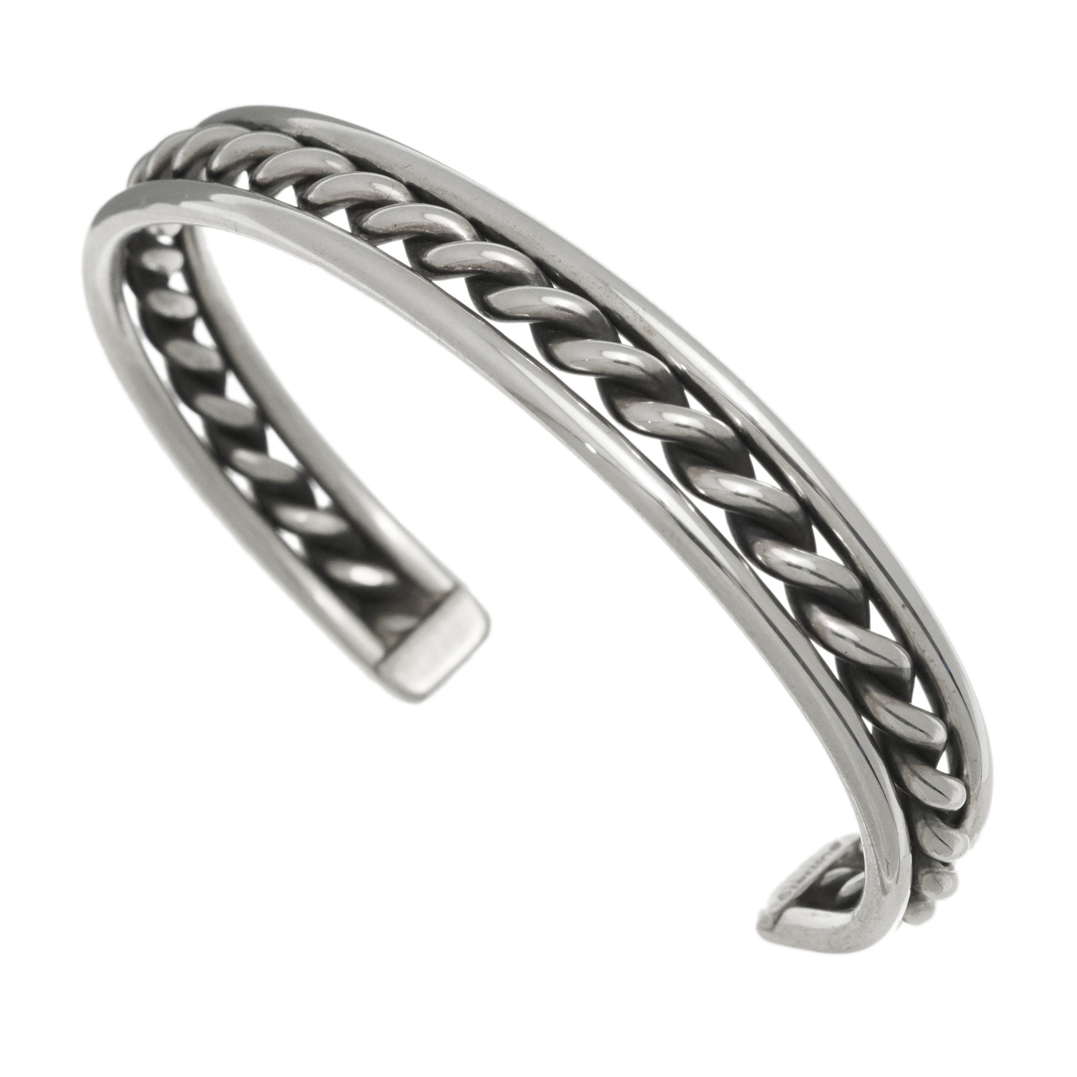 Navajo bracelet in silver made of a twisted wire BR893 - Harpo Paris