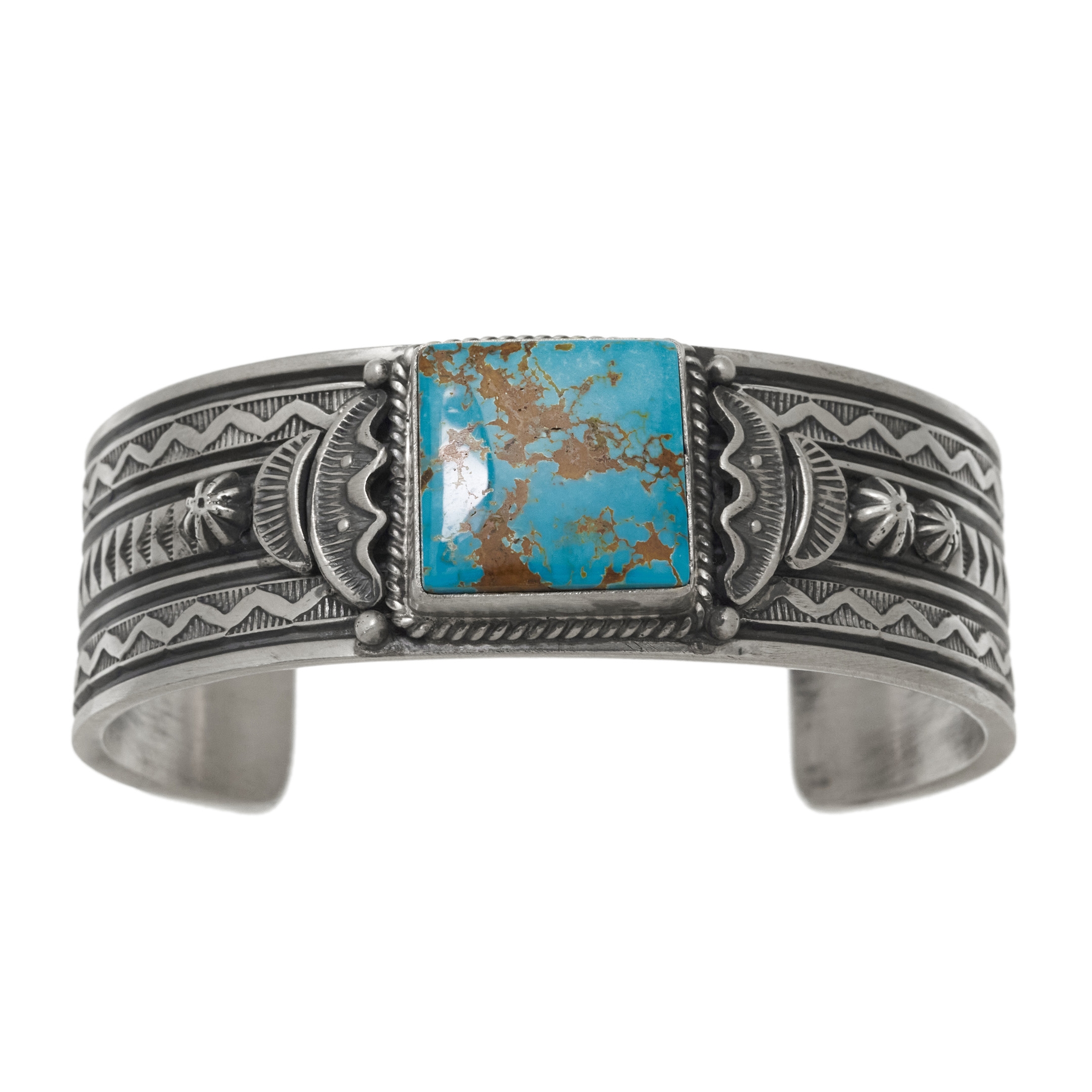 Bracelet turquoise et argent massif BR887 - Harpo Paris