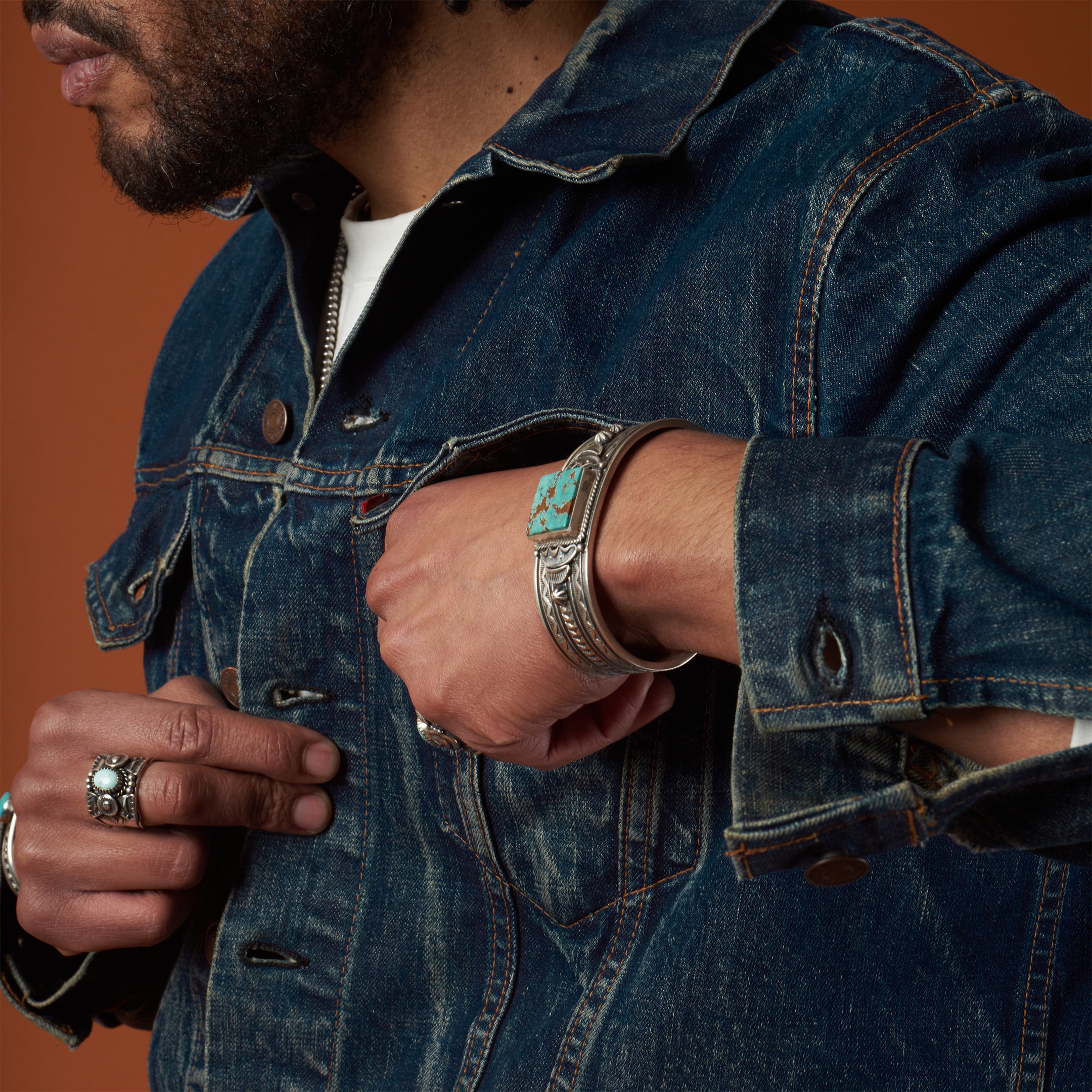 Bague Navajo pour homme en turquoise ou argent, BA1070 - Harpo Paris