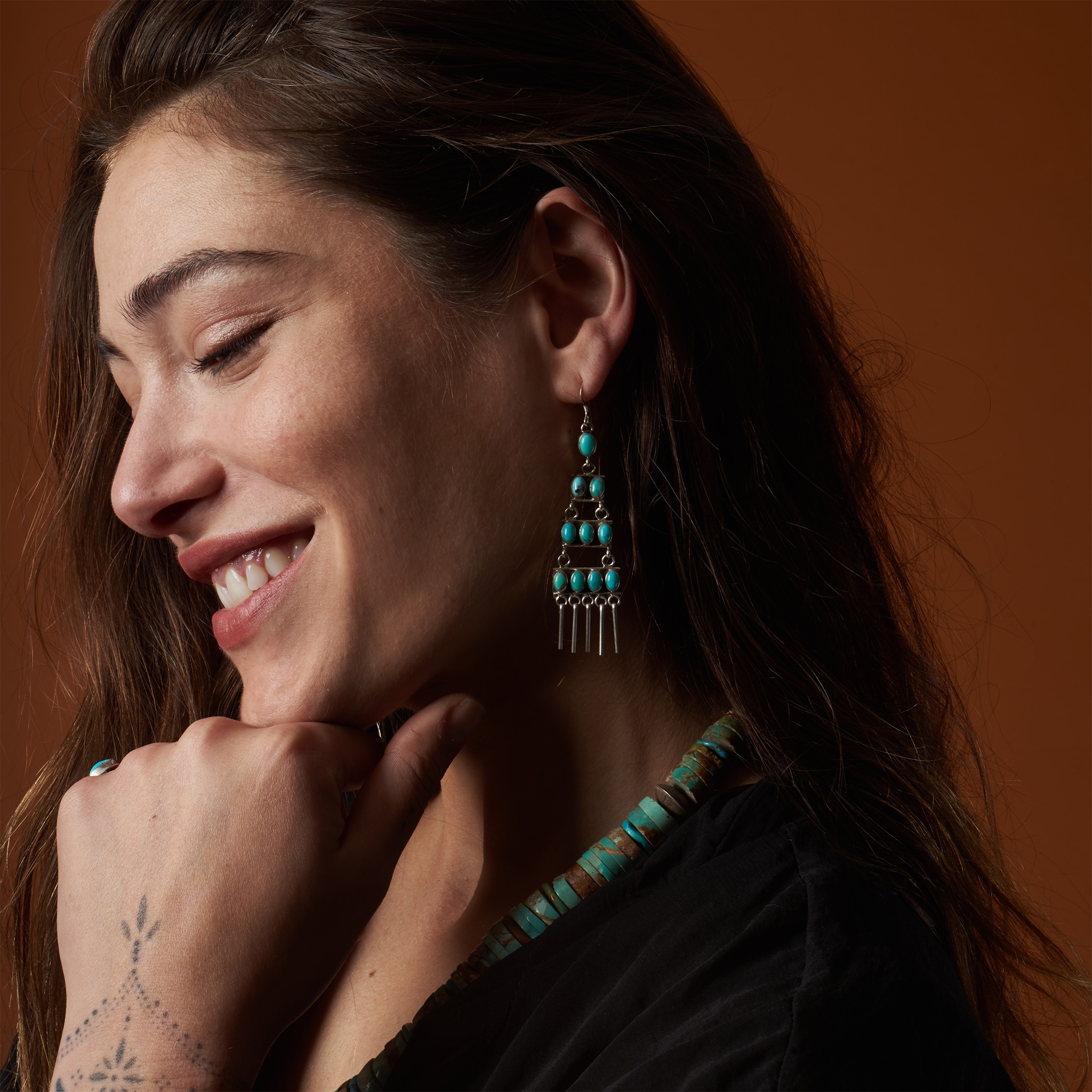 Earrings with Carico Lake turquoises (Nevada) BO447- Harpo Paris