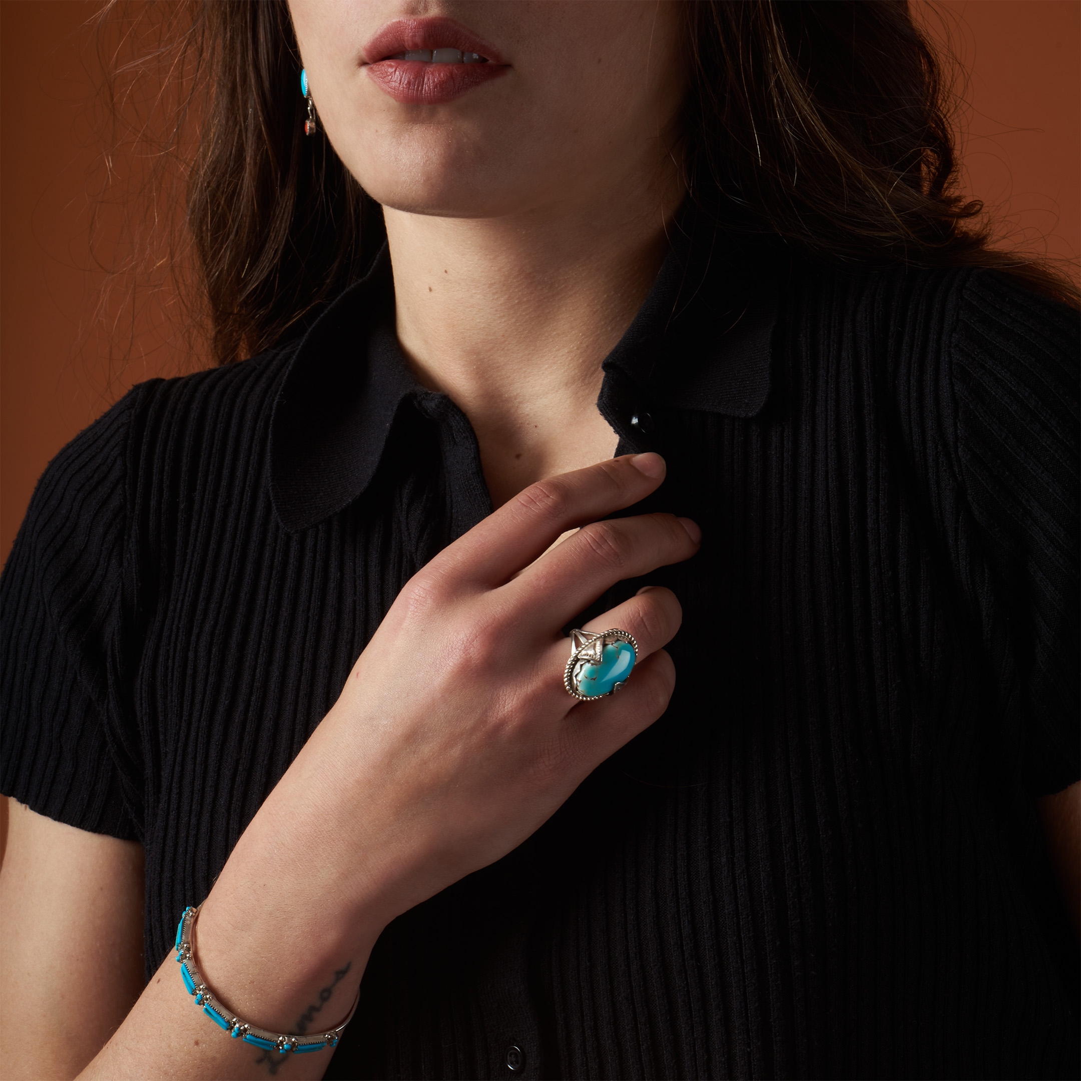 Turquoise and silver bracelet BR880 - Harpo Paris