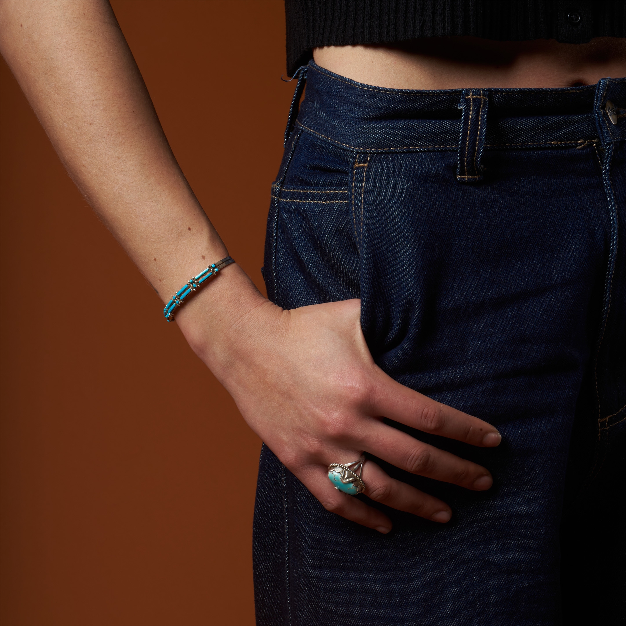 Turquoise and silver bracelet BR880 - Harpo Paris