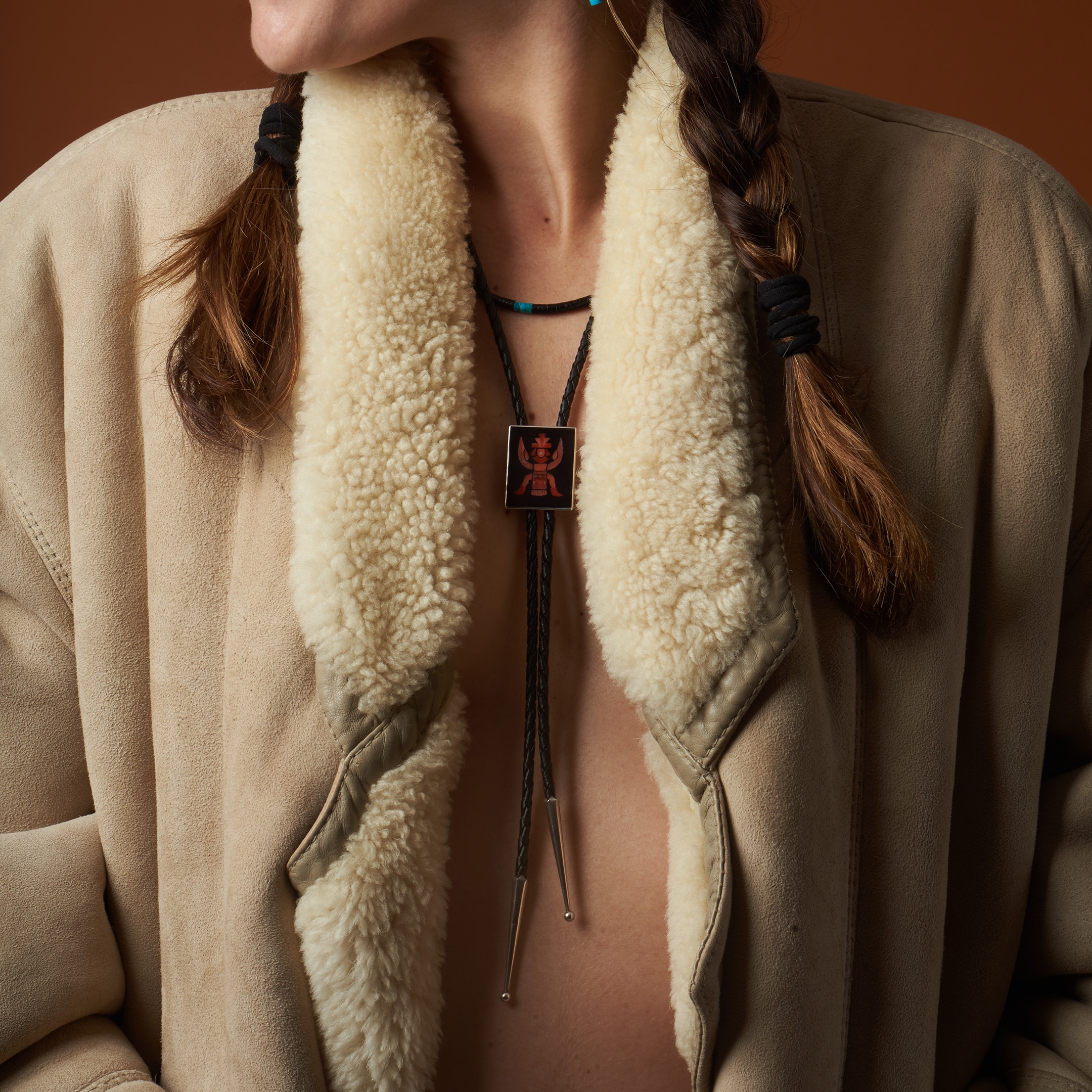 Inlaid Zuni bolo tie representing Knife Wing, BT54 - Harpo Paris