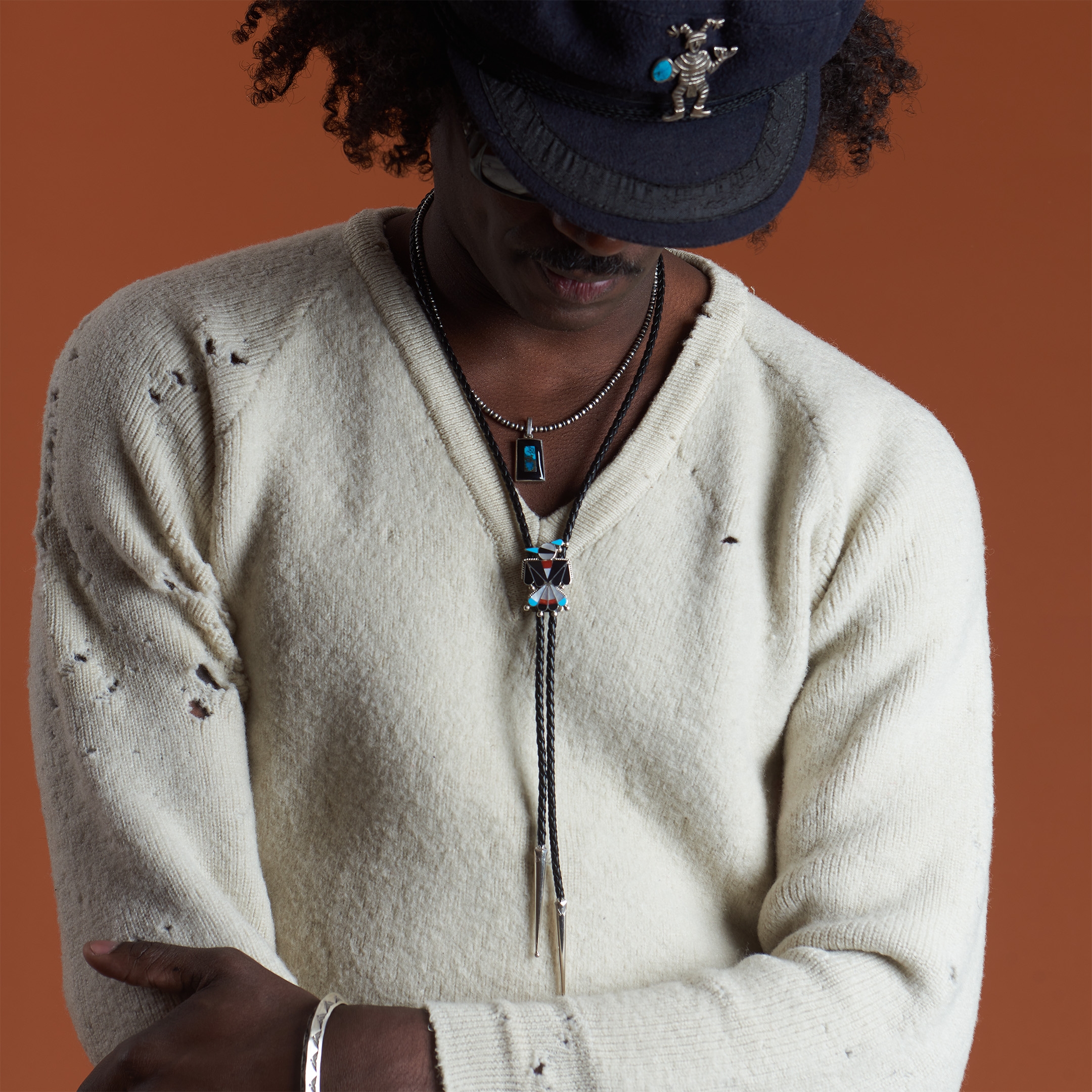 Turquoise and black-jet pendant PE590 - Harpo Paris