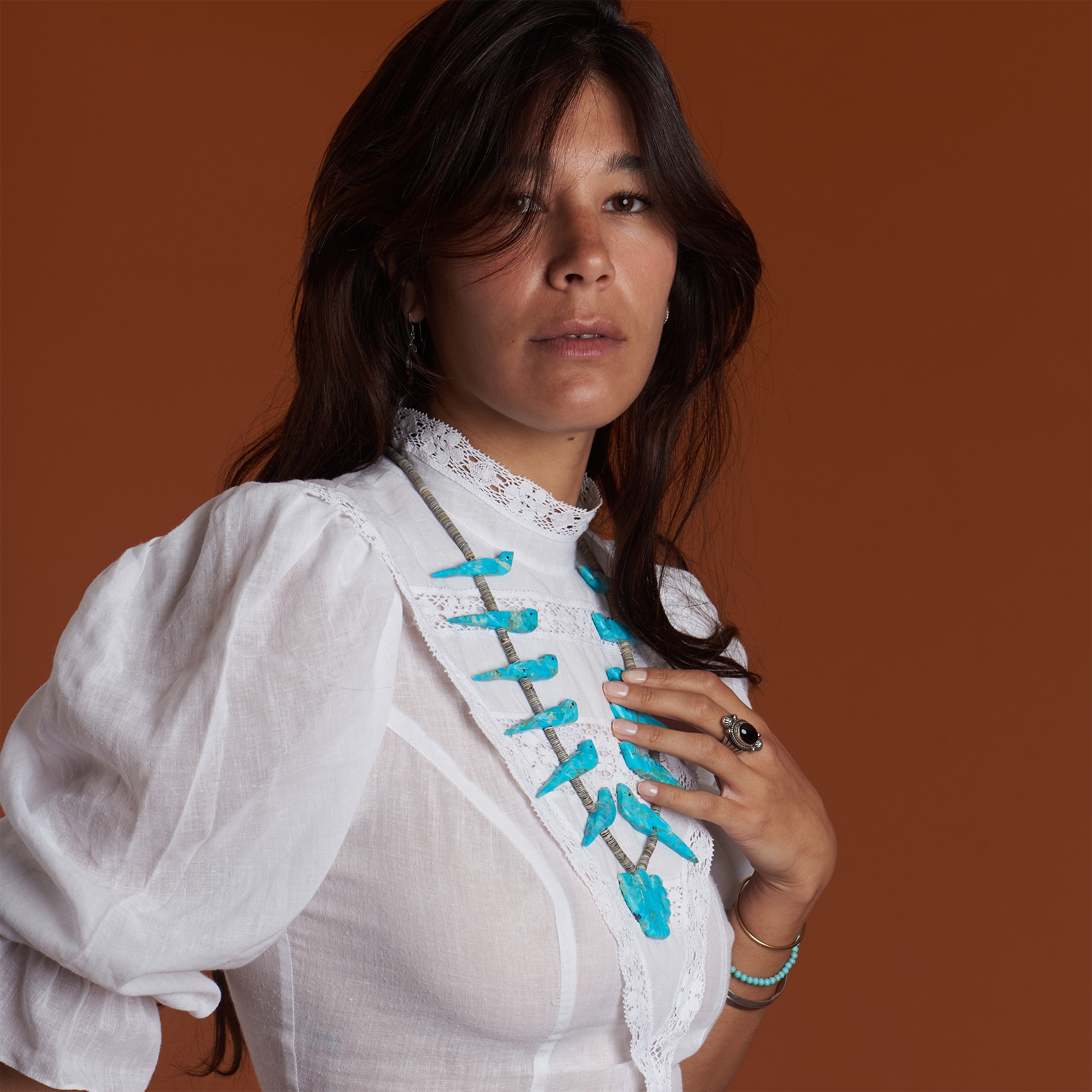 Fetish necklace, turquoise birds, COFEw20 - Harpo Paris