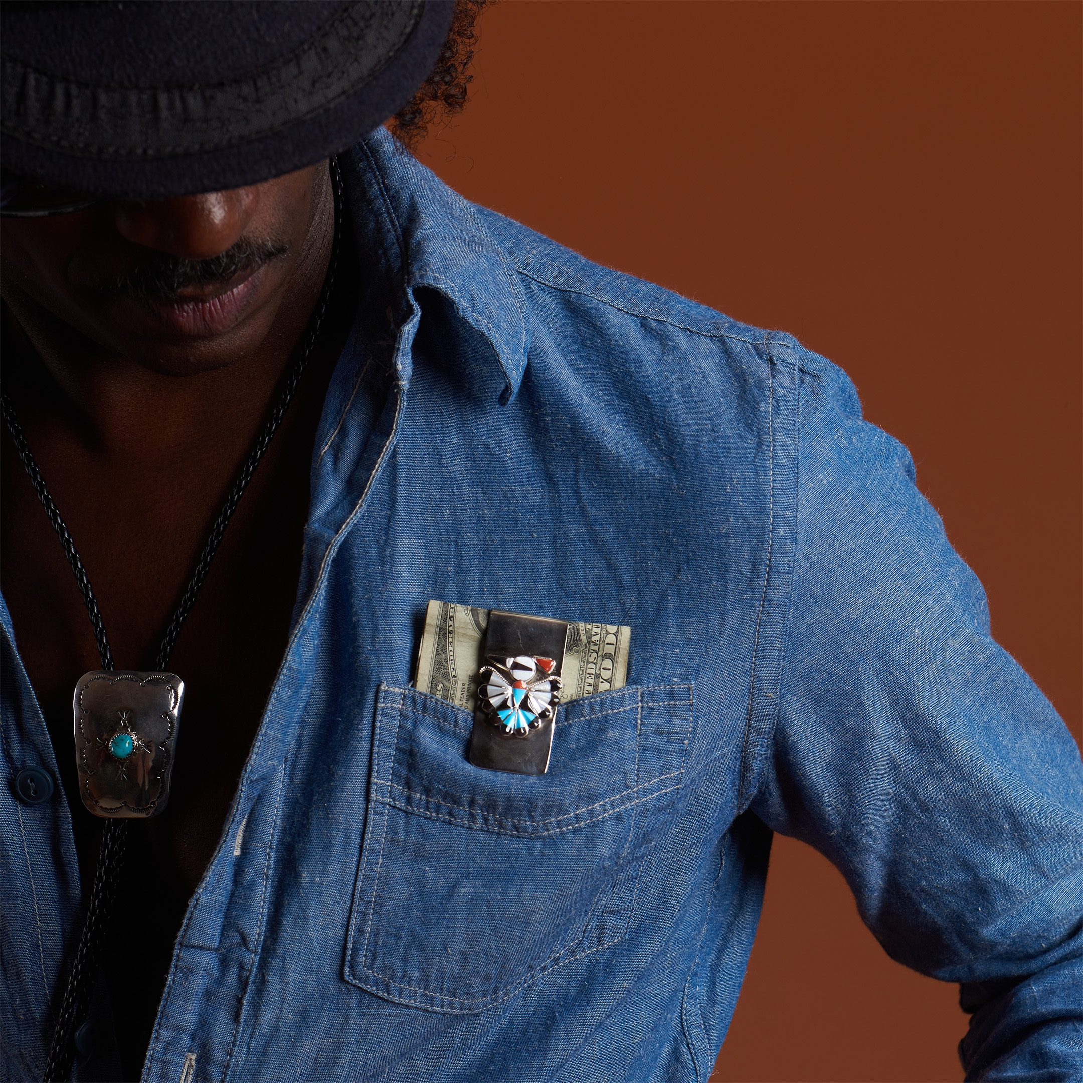 Pince à billets Zuni orné d'un Thunder Bird, PB13 - Harpo Paris