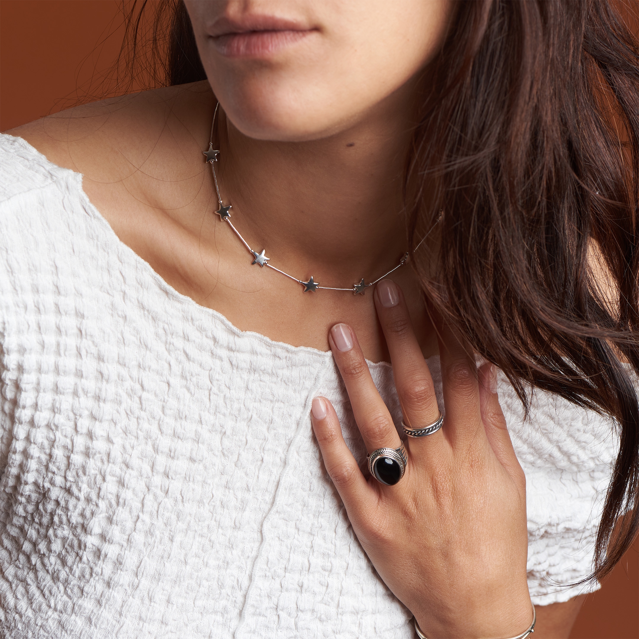 Collier Navajo étoiles en argent COW49 - Harpo Paris