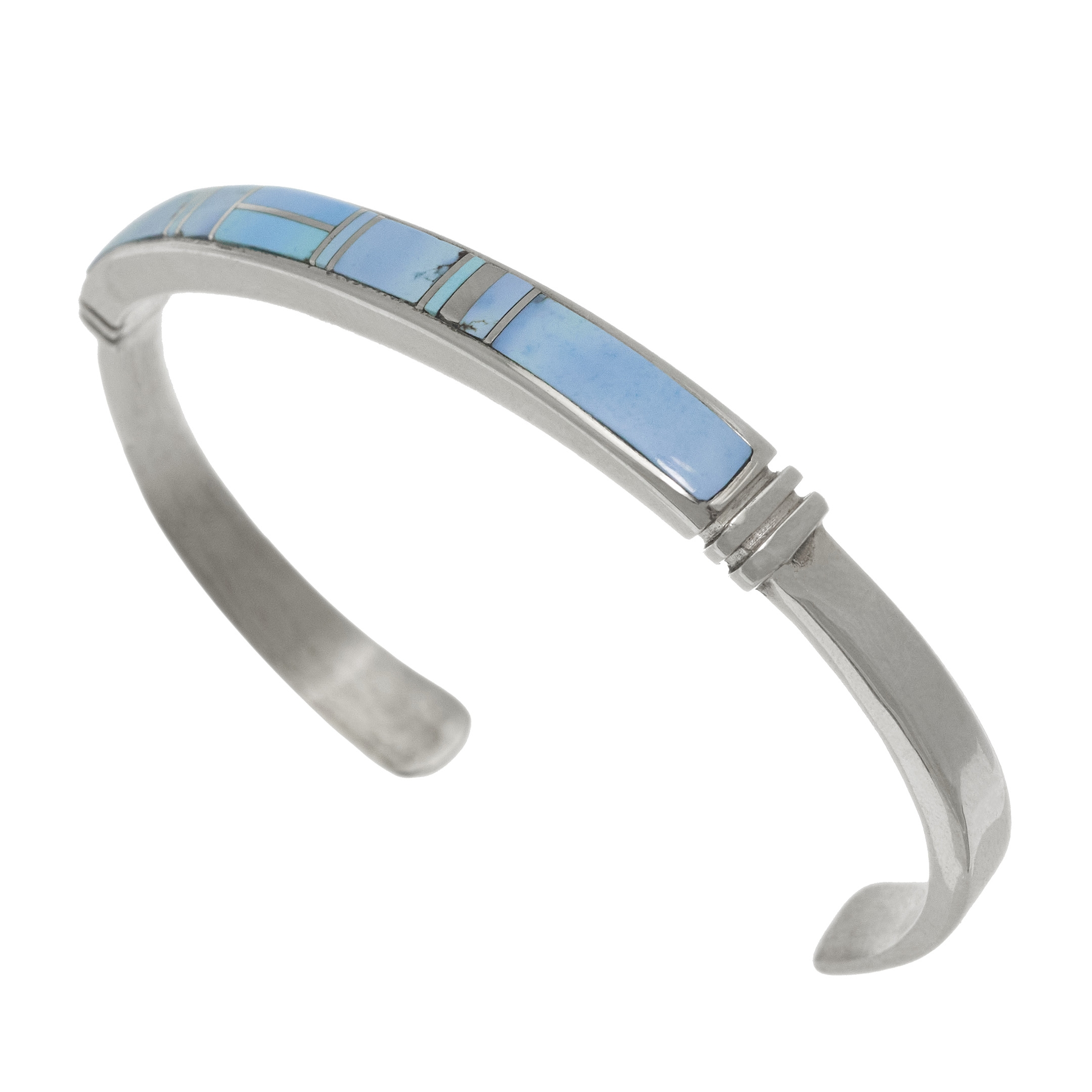BR901 Harpo inlay turquoise and silver bracelet