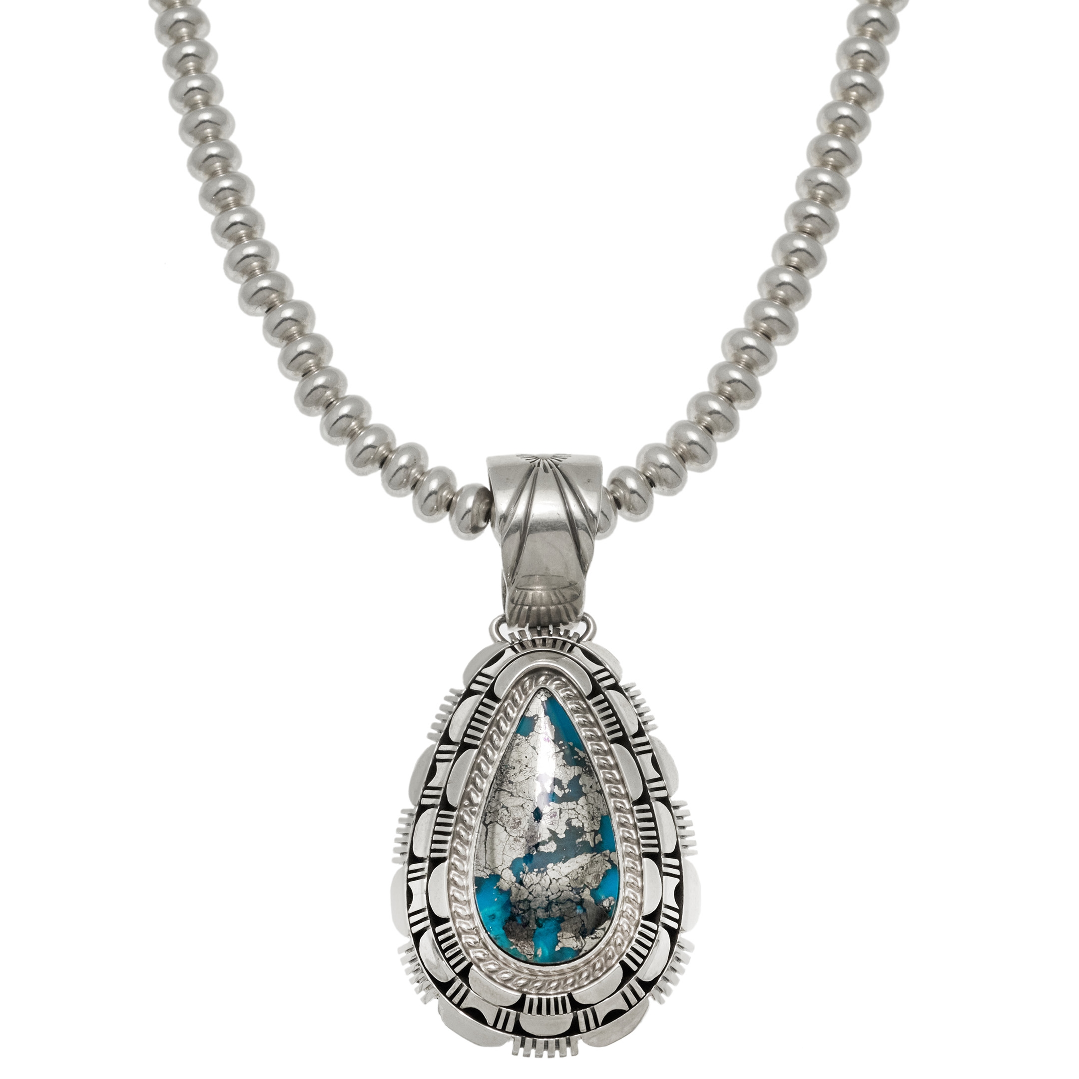Turquoise and silver pendant PE593 - Harpo Paris
