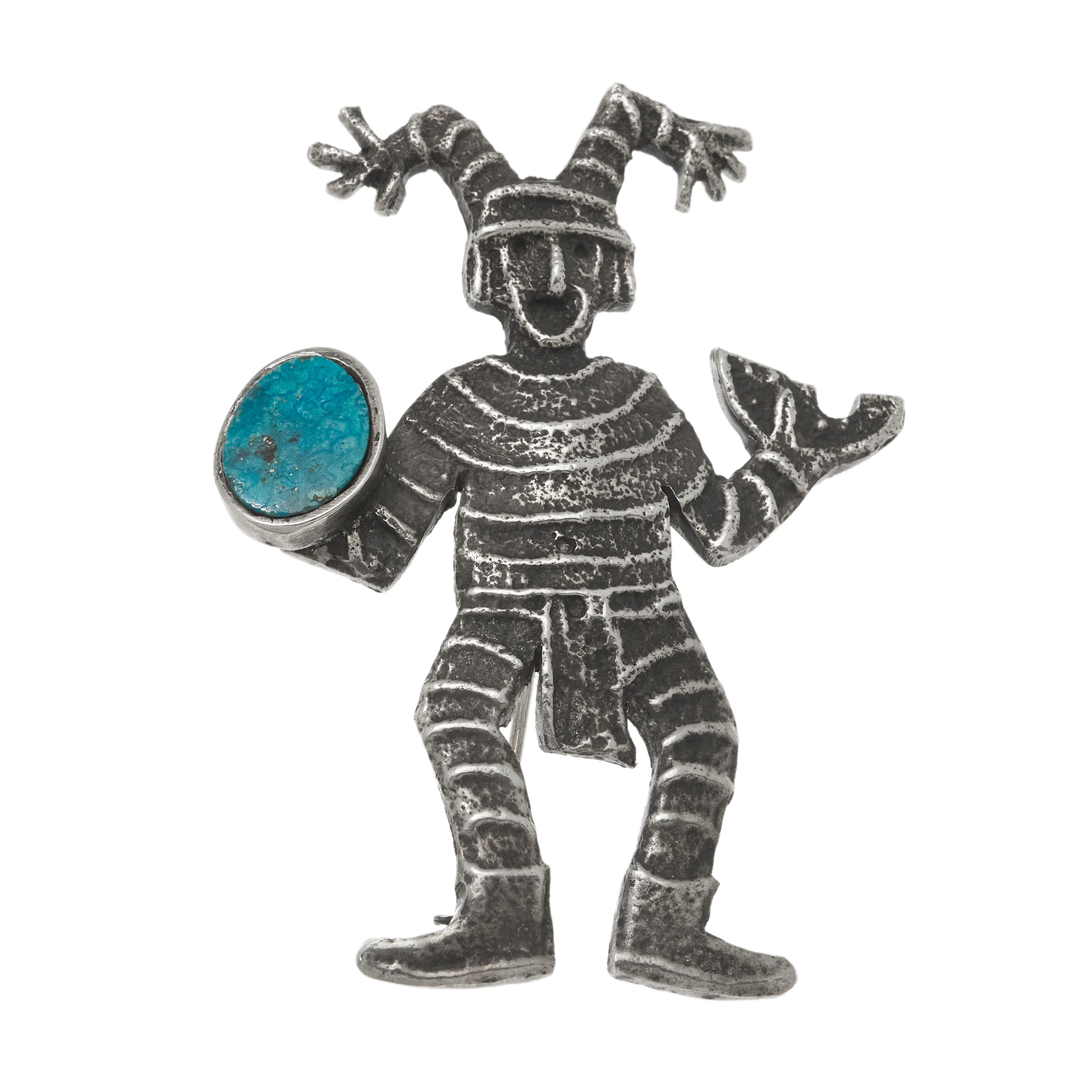 Silver and turquoise brooch BRO100 - Harpo Paris