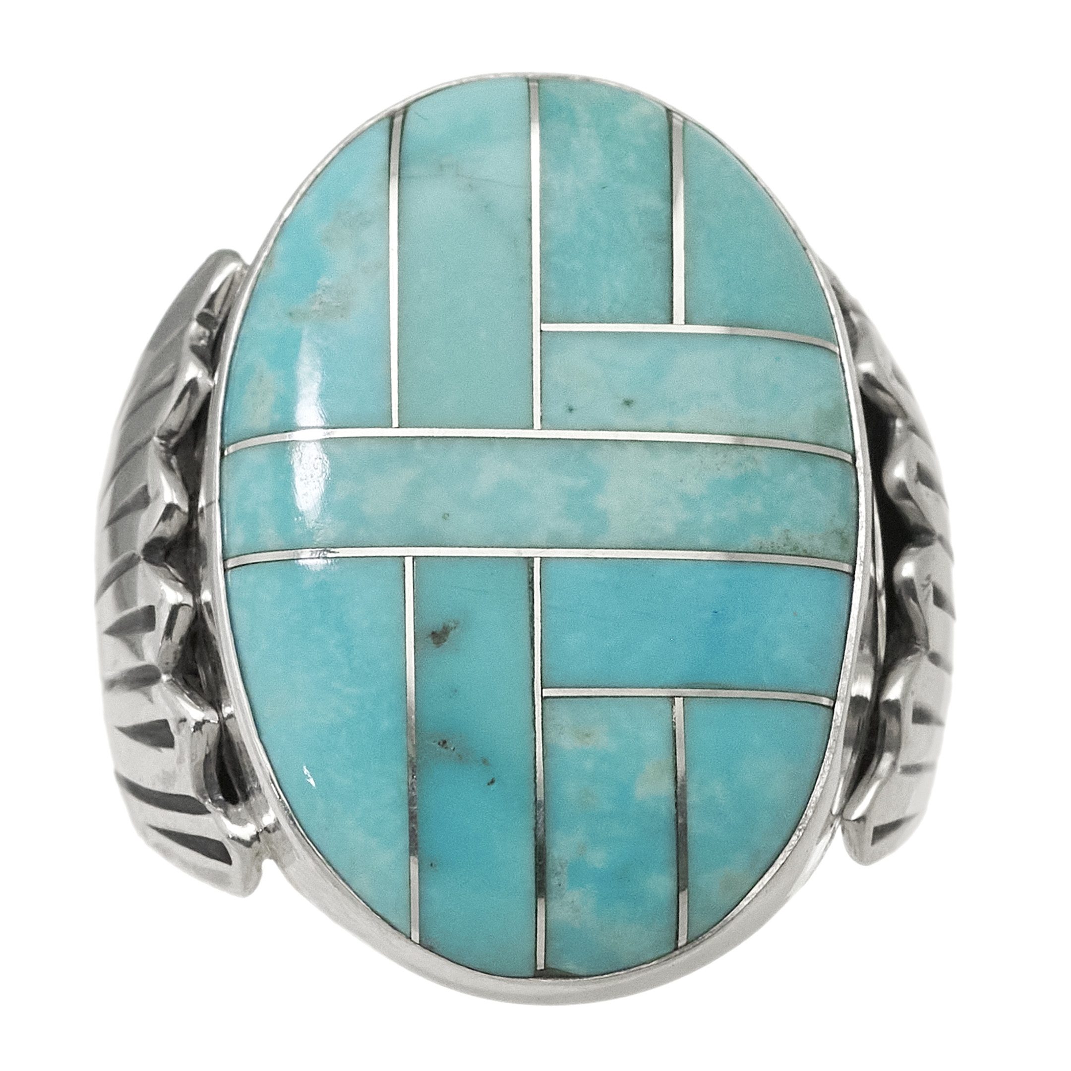 Bague en marqueterie turquoise et argent BA1642 - Harpo Paris