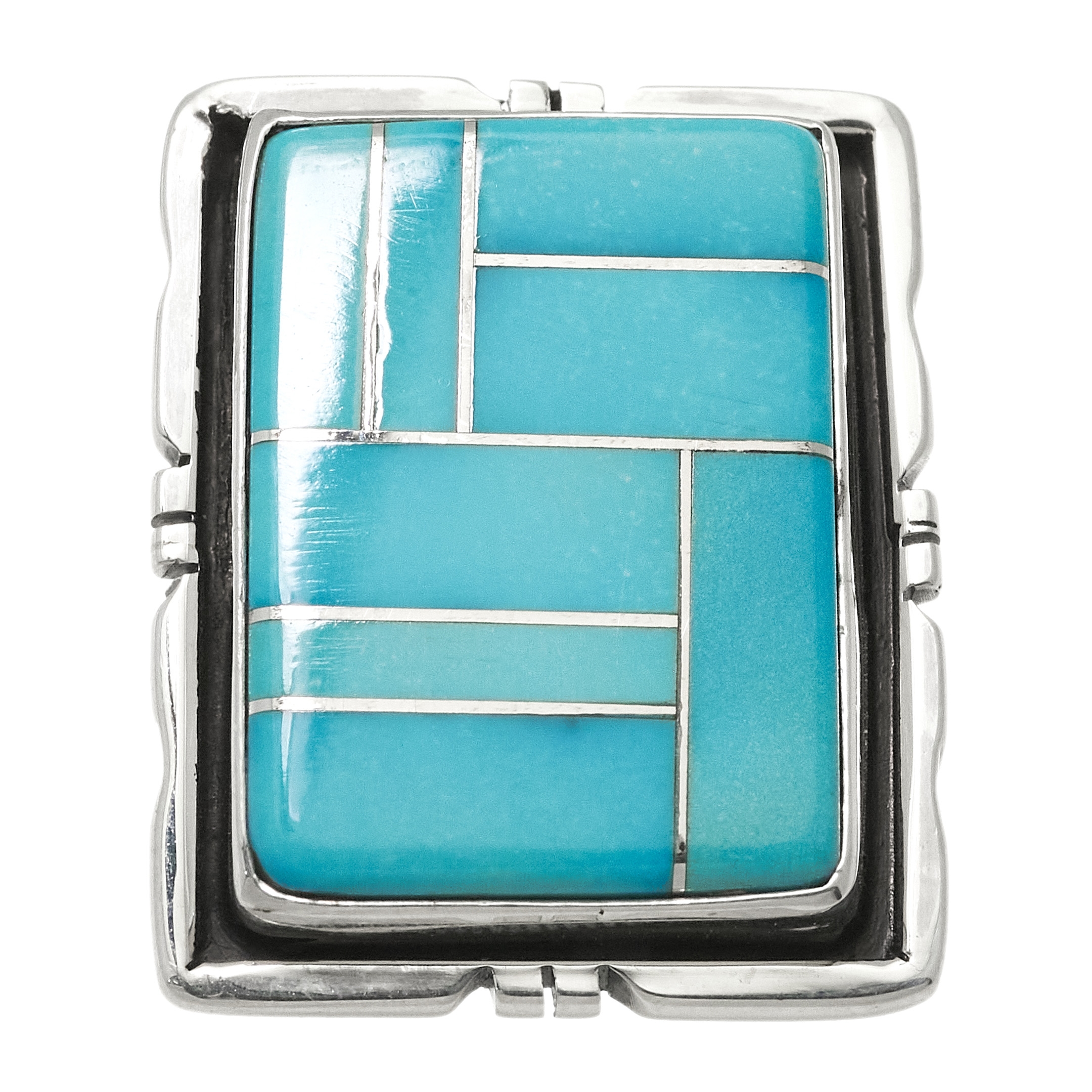 Bague en marqueterie turquoise et argent BA1646 - Harpo Paris