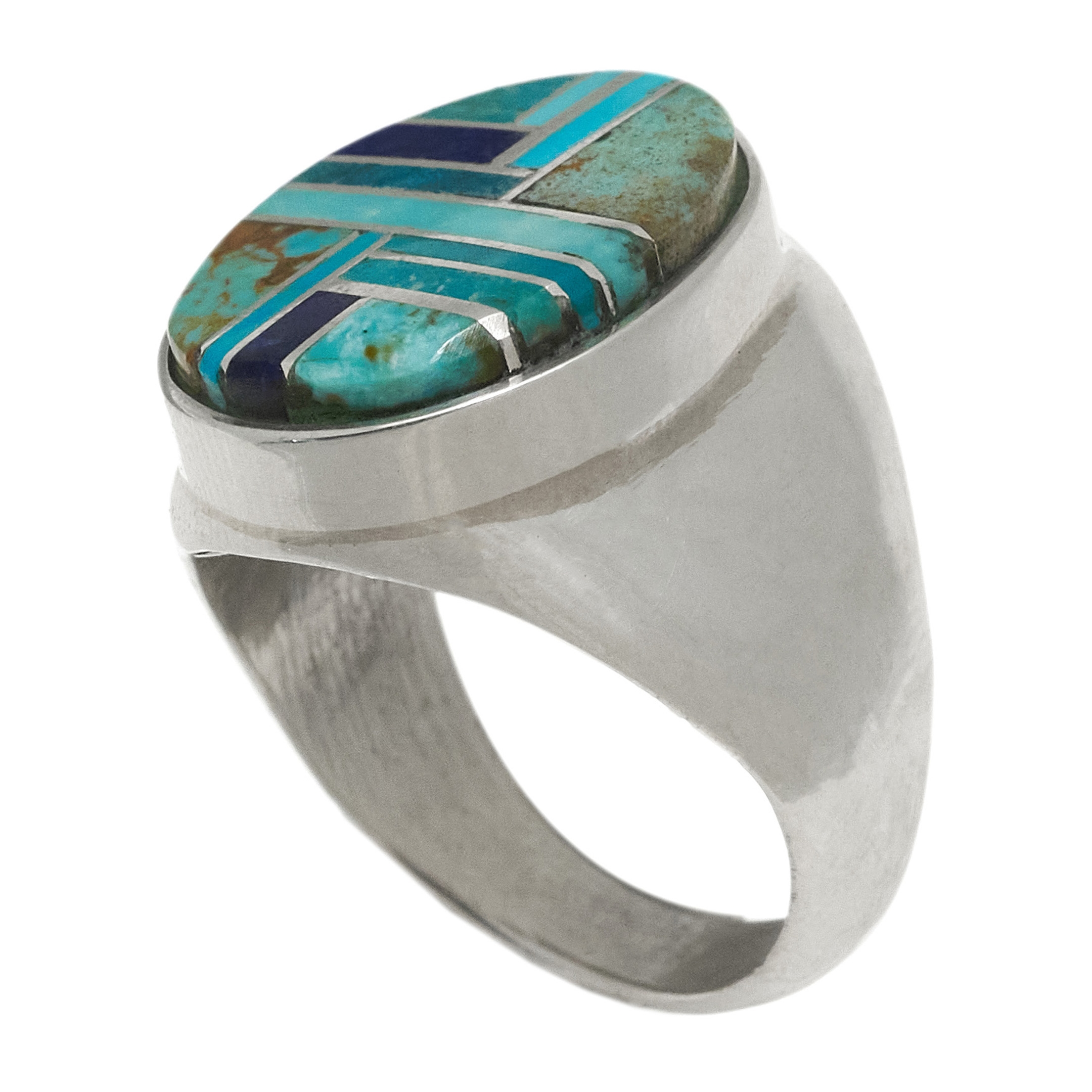 Navajo ring in inlaid and silver BA1650 - Harpo Paris