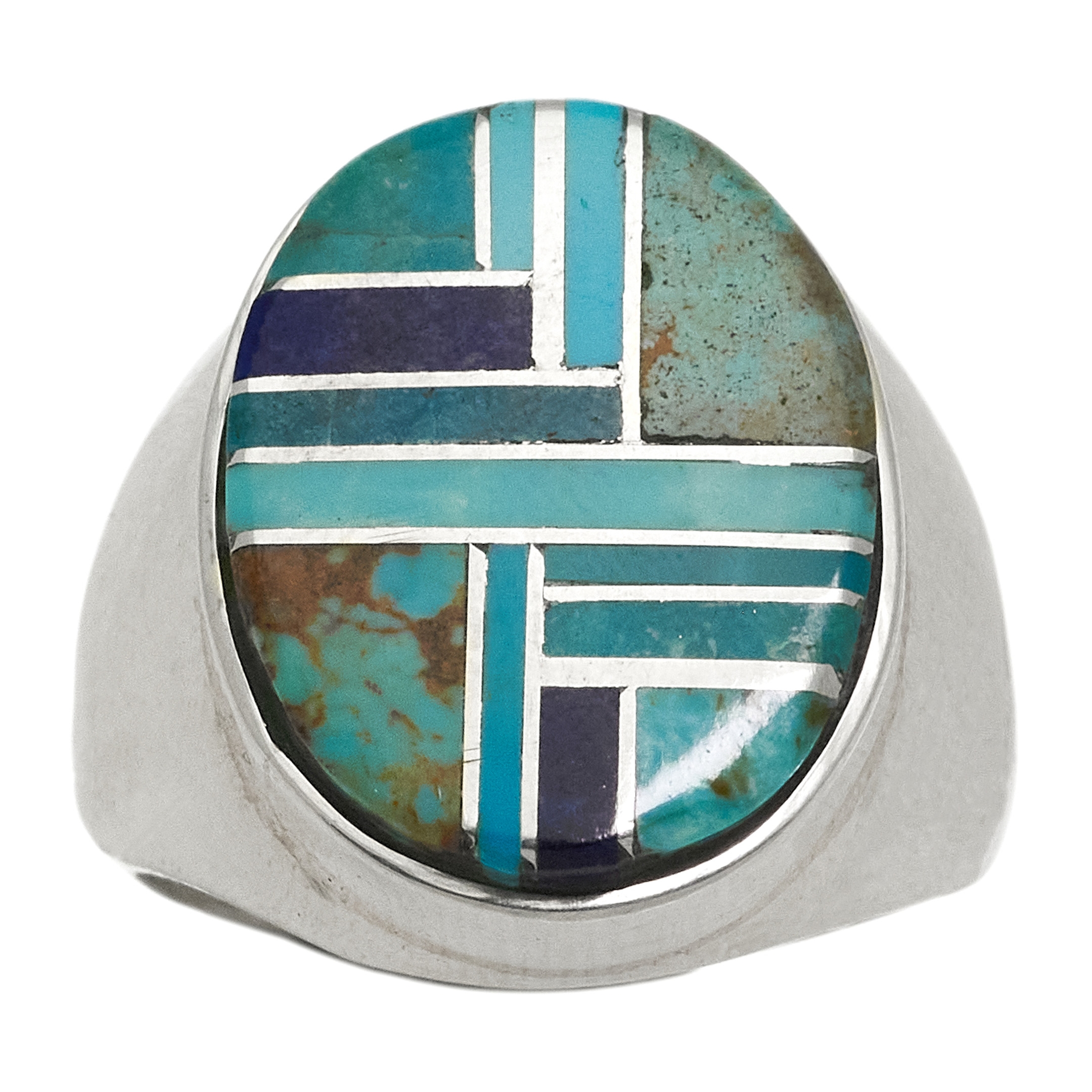 Navajo ring in marquetry and silver BA1650 - Harpo Paris