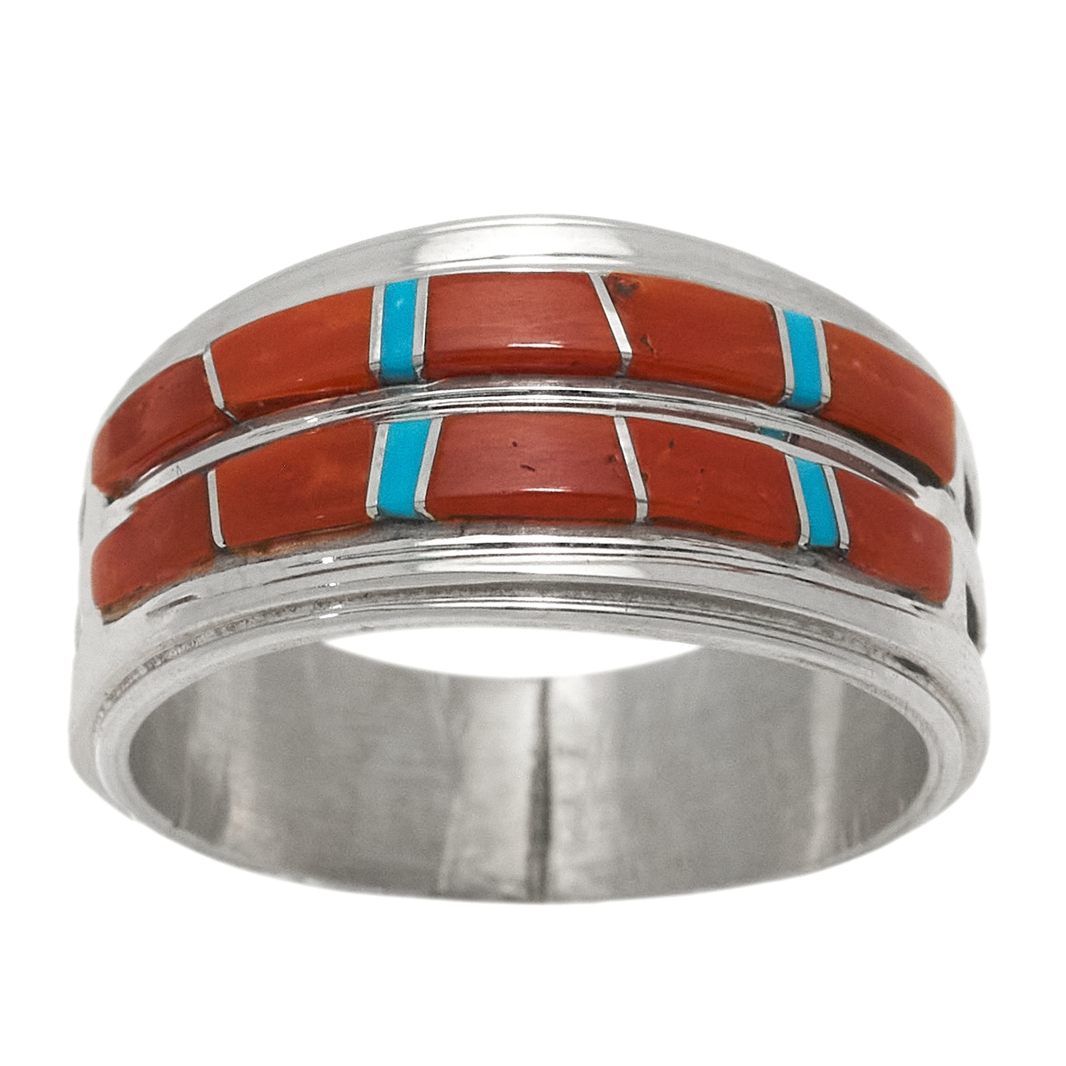 Inlay ring in turquoise and silver BA1651 - Harpo Paris