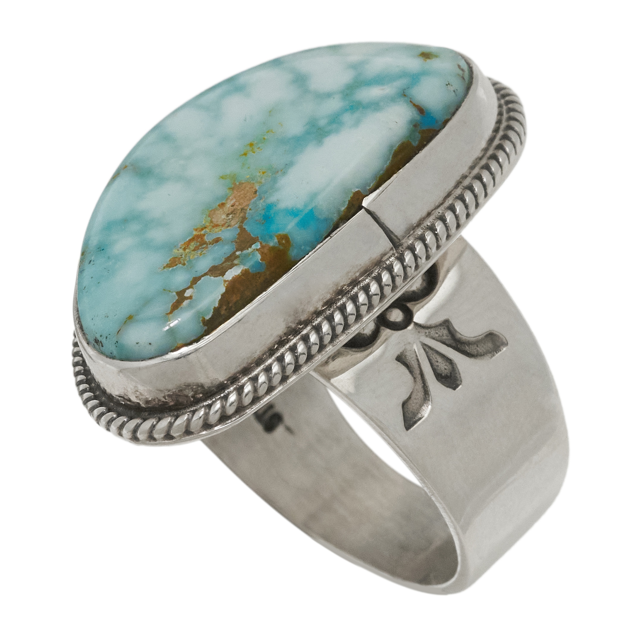 Bague Navajo en argent sertie d'une turquoise BA1674 - Harpo Paris