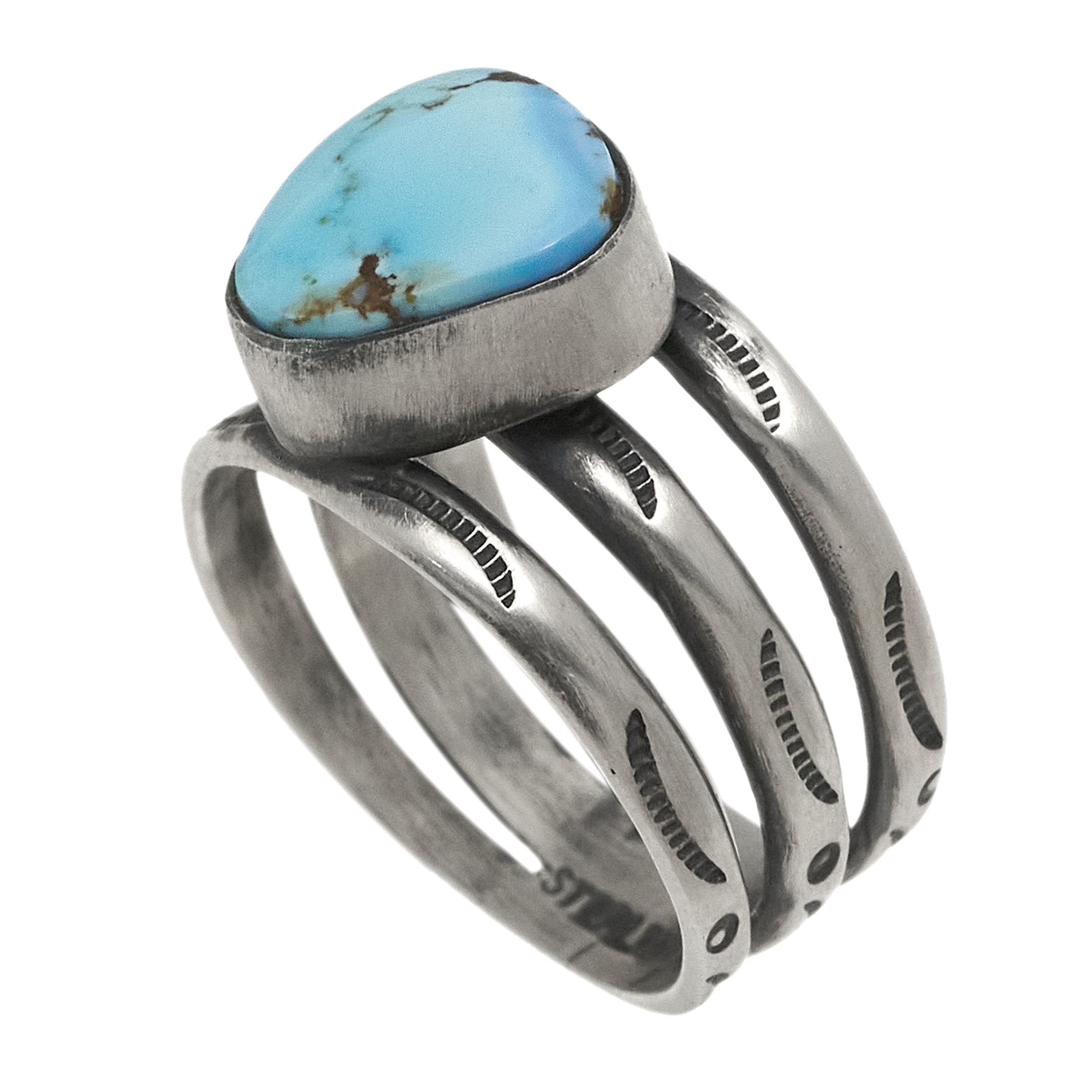 Bague en argent et turquoise BA1675 - Harpo Paris