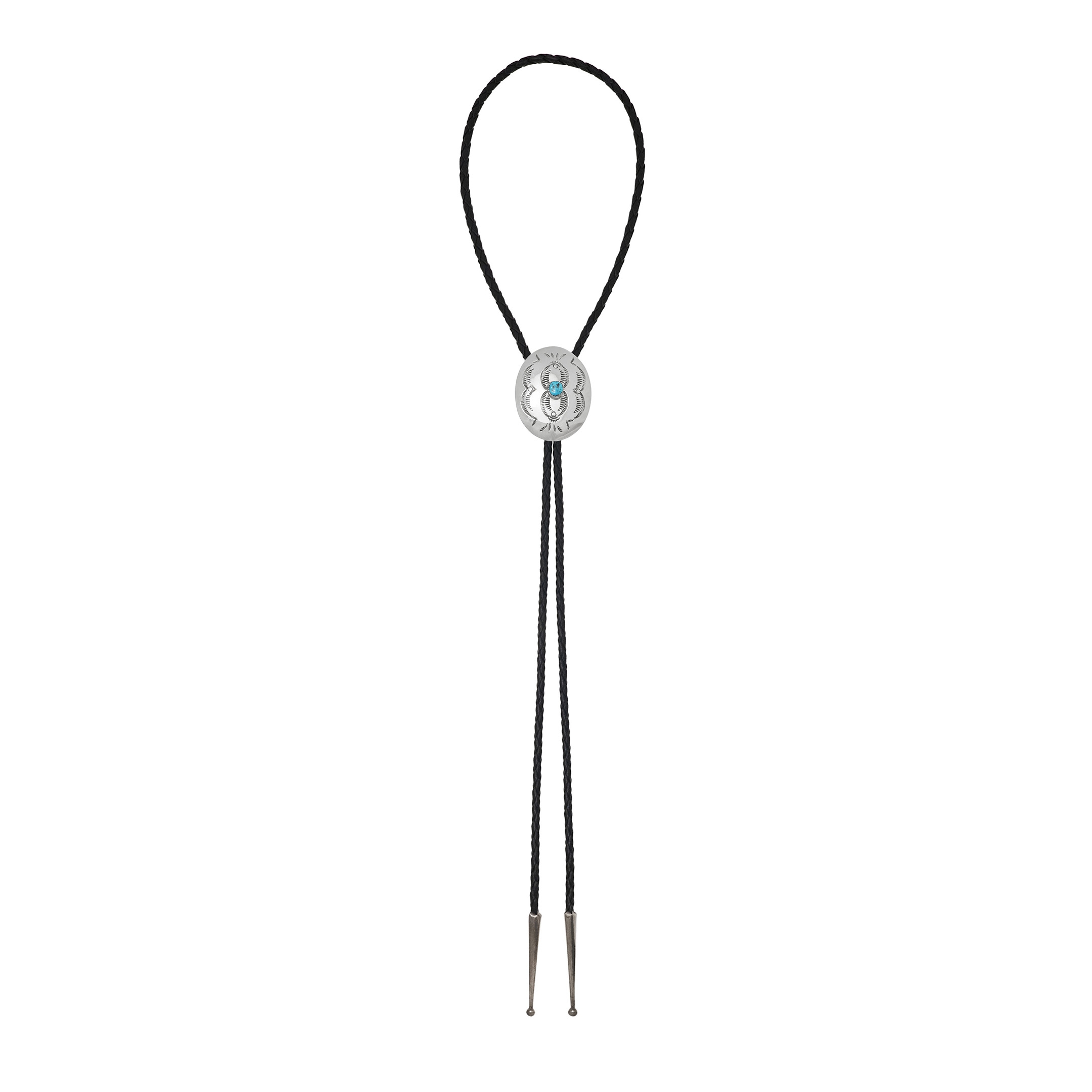 Bolo tie Navajo en argent et turquoise BT79 - Harpo Paris