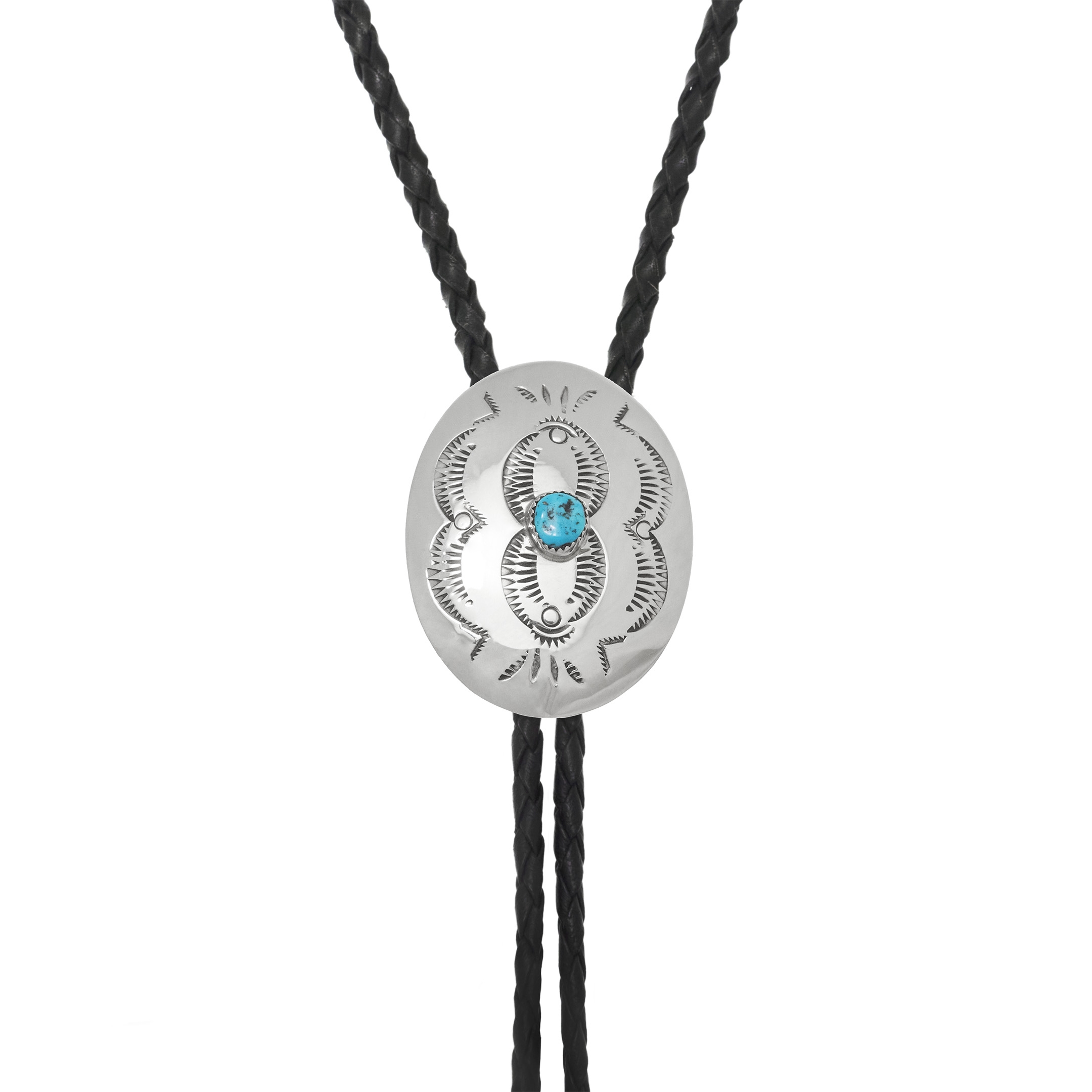 Bolo tie in silver and turquoise BT79 - Harpo Paris