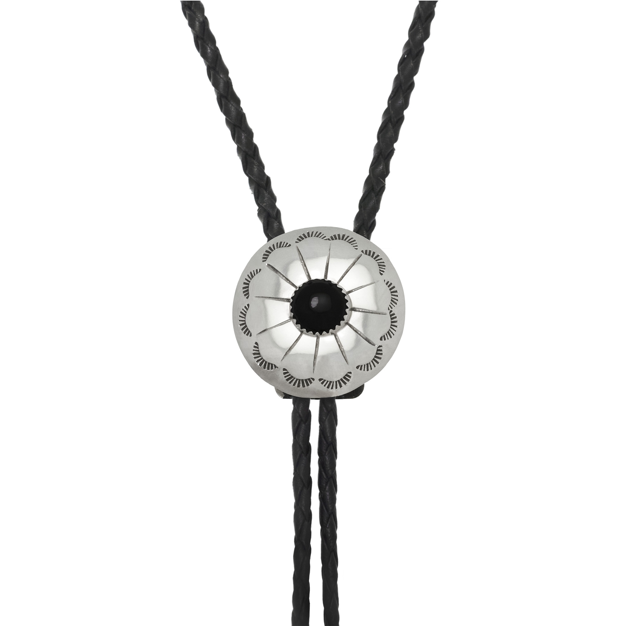 onyx and silver bolo tie BT80 - Harpo Paris