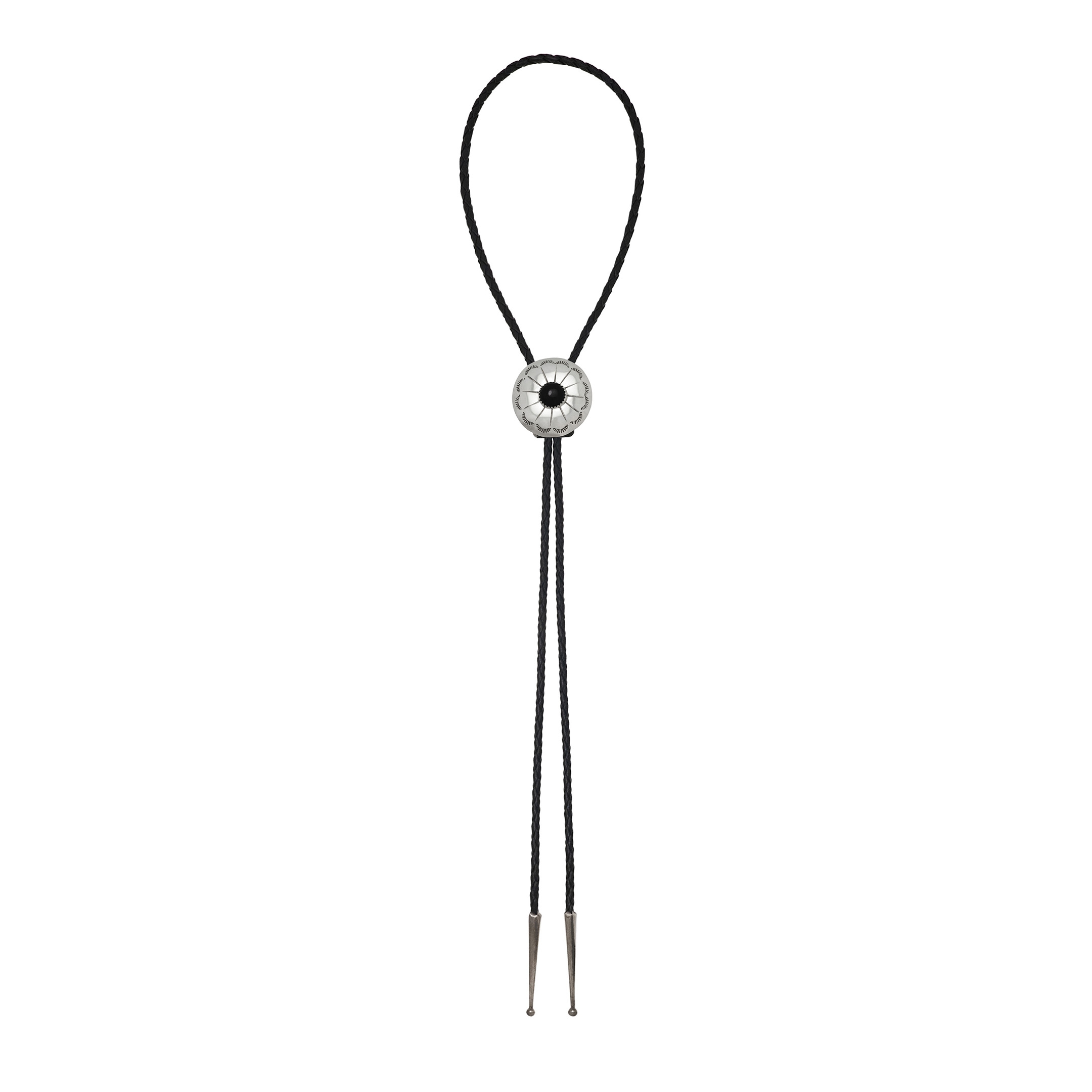 onyx and silver bolo tie BT80 - Harpo Paris
