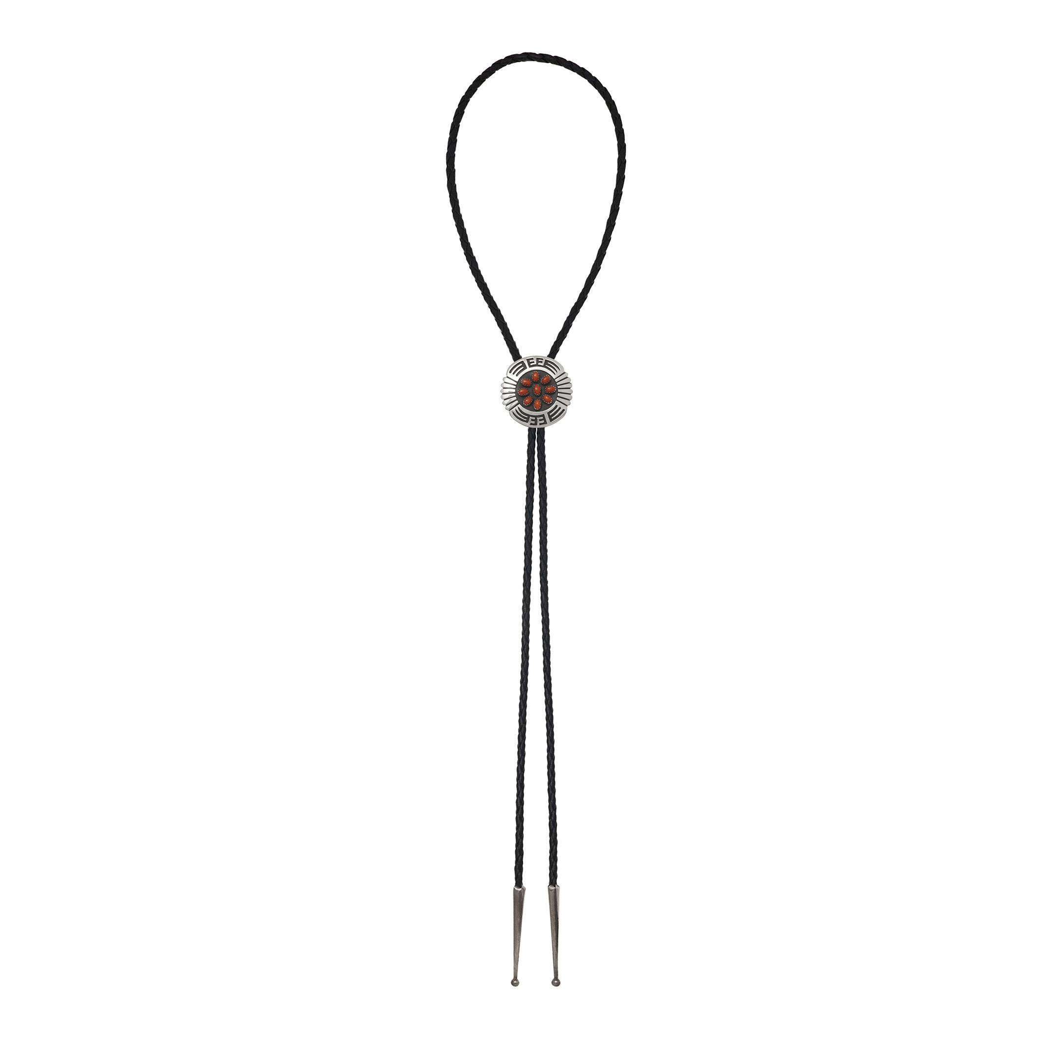Bolo tie Navajo coral and silver BT83 - Harpo paris